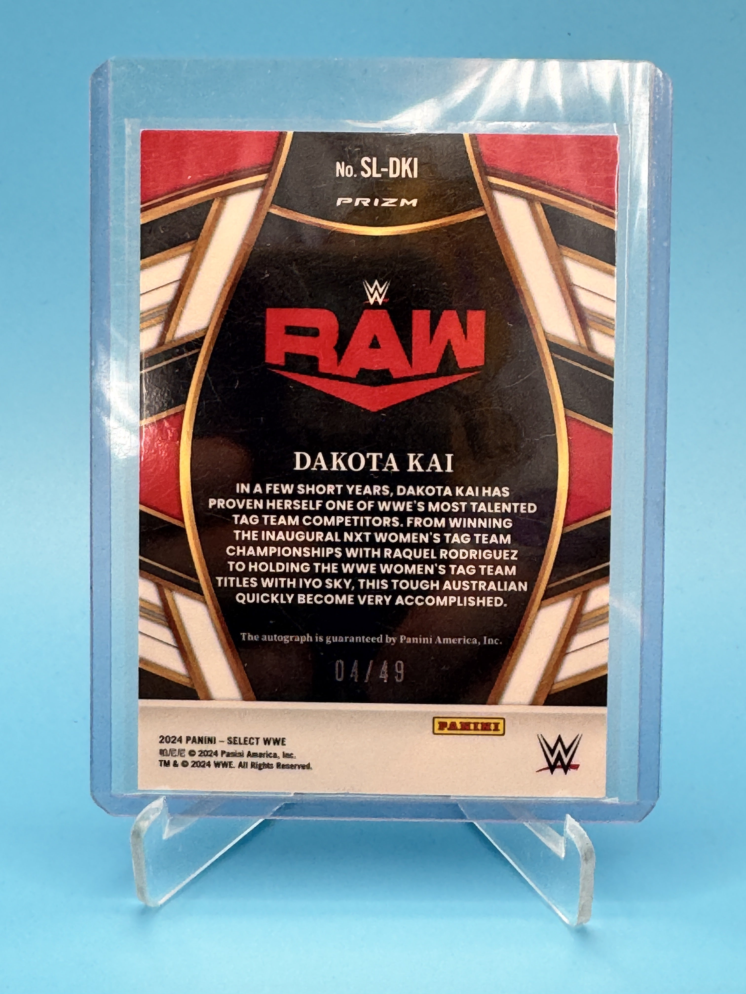 2024 Panini Select WWE #SL-DKI Dakota Kai Signature Selections Blue Prizms #/49