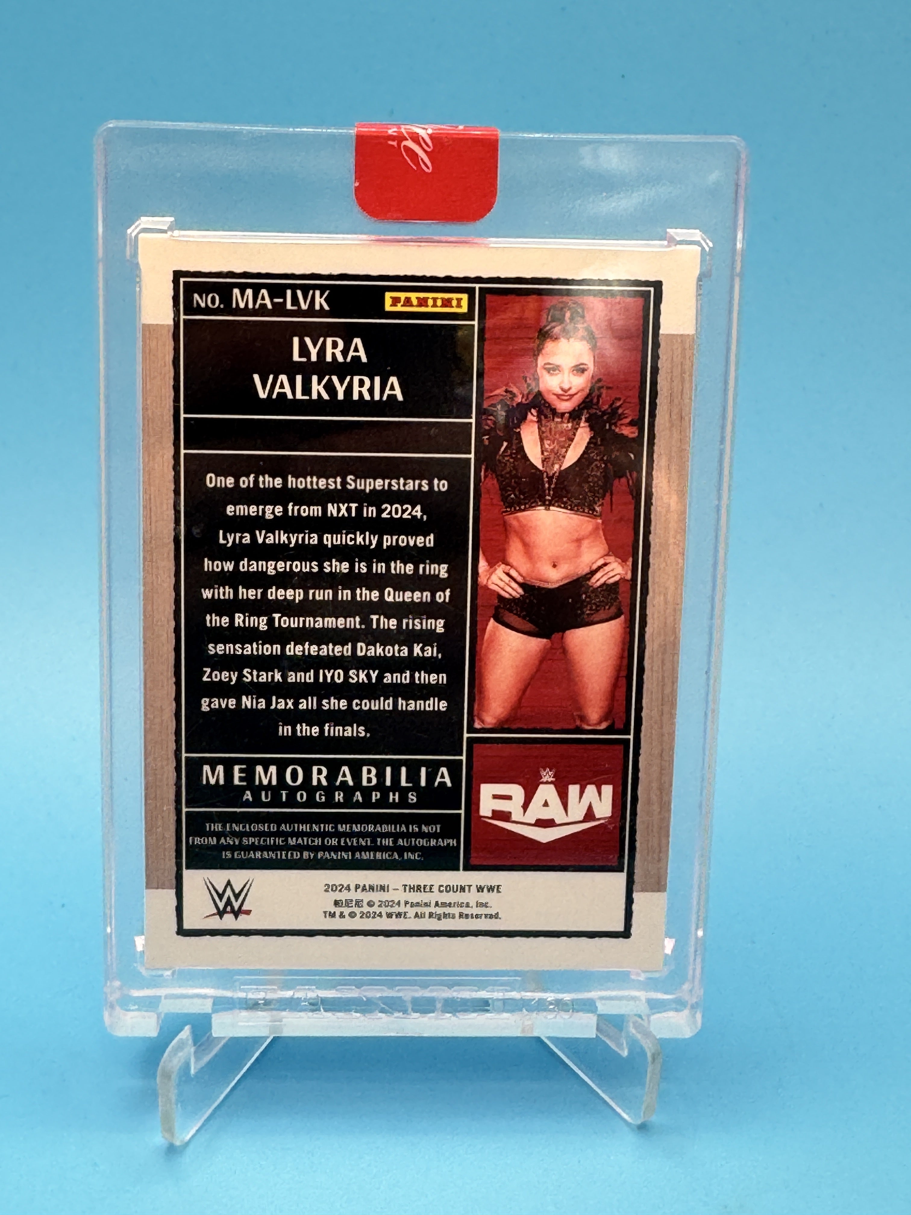 2024 Panini Three Count WWE #MA-LVK Lyra Valkyria Patch Auto Blue #/99