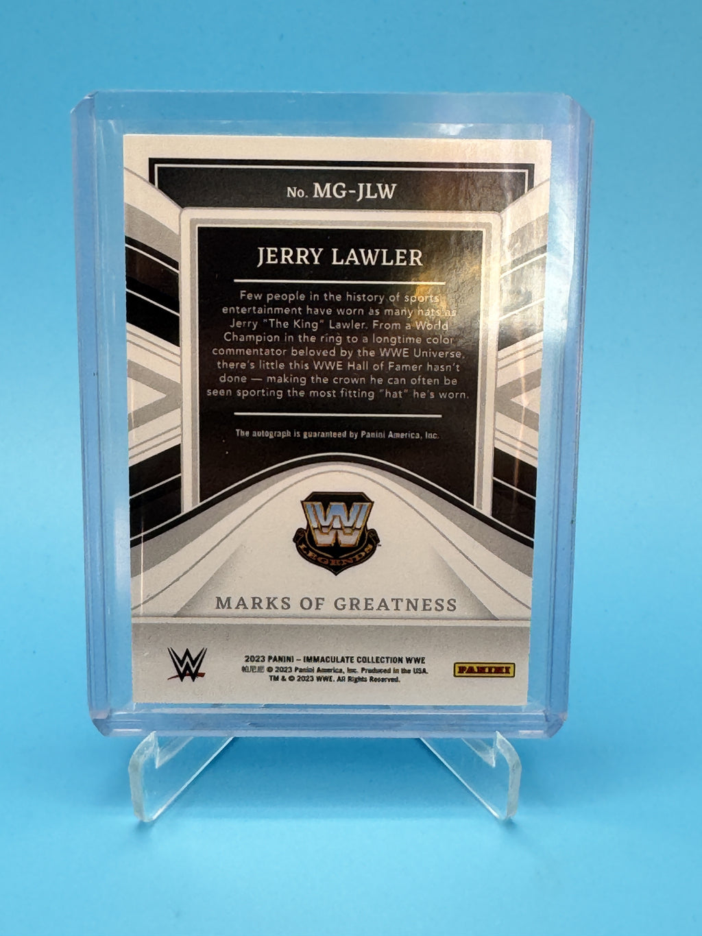 2023 Panini Immaculate WWE #MG-JLW Jerry Lawler Marks of Greatness #/99