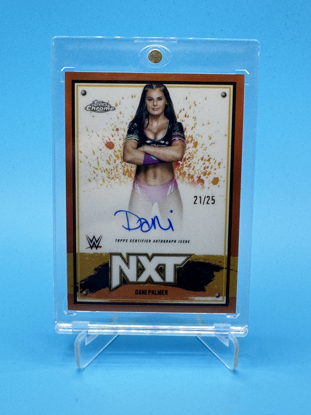 2025 Topps Chrome WWE #NXT-DPM Dani Palmer NXT Autographs Orange Refractor #/25