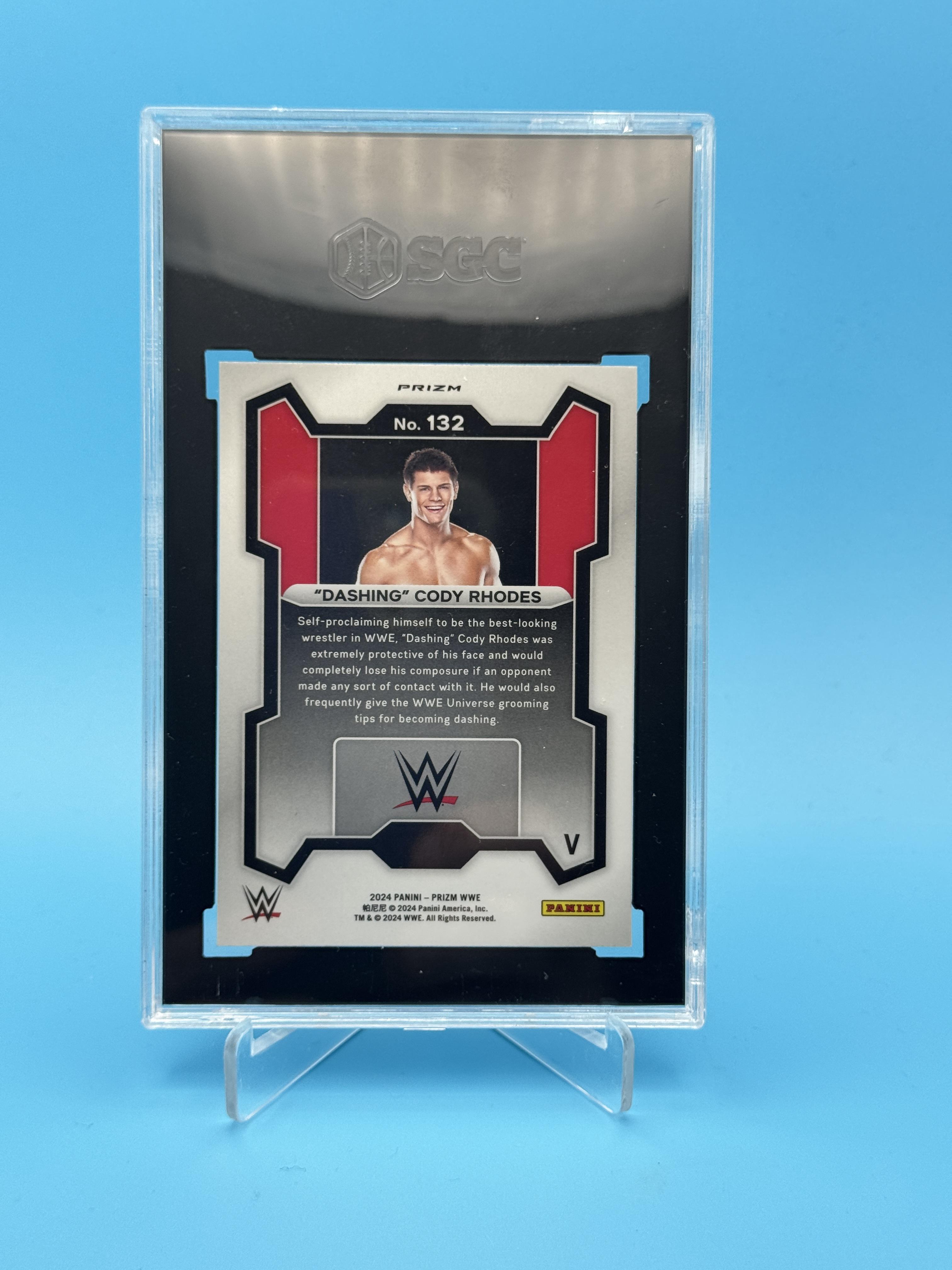 2024 Panini Prizm WWE #132b "Dashing" Cody Rhodes Under Card Prizms SGC 9.5