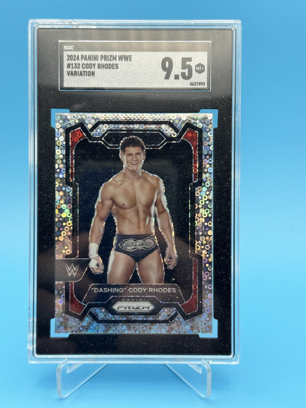 2024 Panini Prizm WWE #132b "Dashing" Cody Rhodes Under Card Prizms SGC 9.5