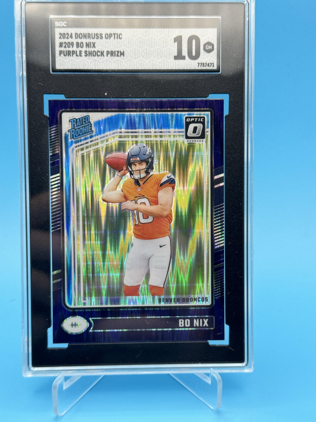 2024 Donruss Optic #209 Bo Nix Purple Shock SGC 10
