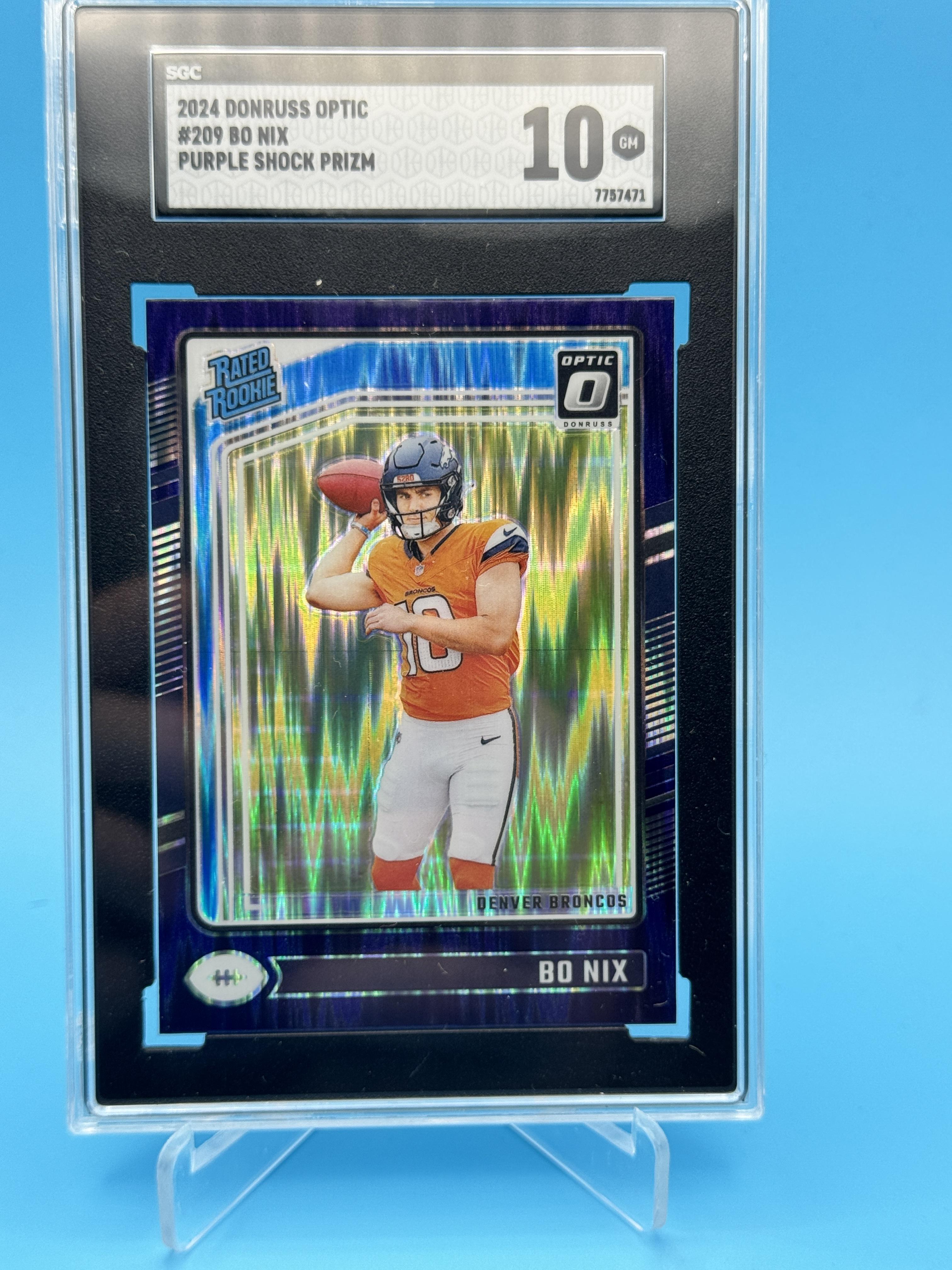 2024 Donruss Optic #209 Bo Nix Purple Shock SGC 10
