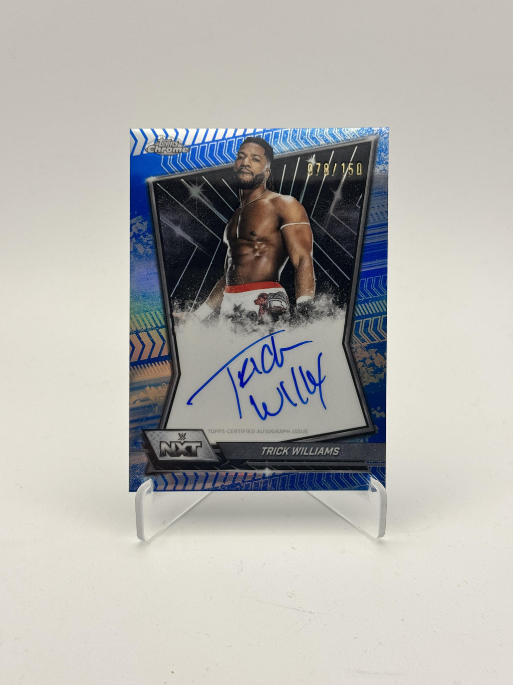 2026 Topps Chrome WWE Trick Williams NXT Autographs Blue Refractor #/150
