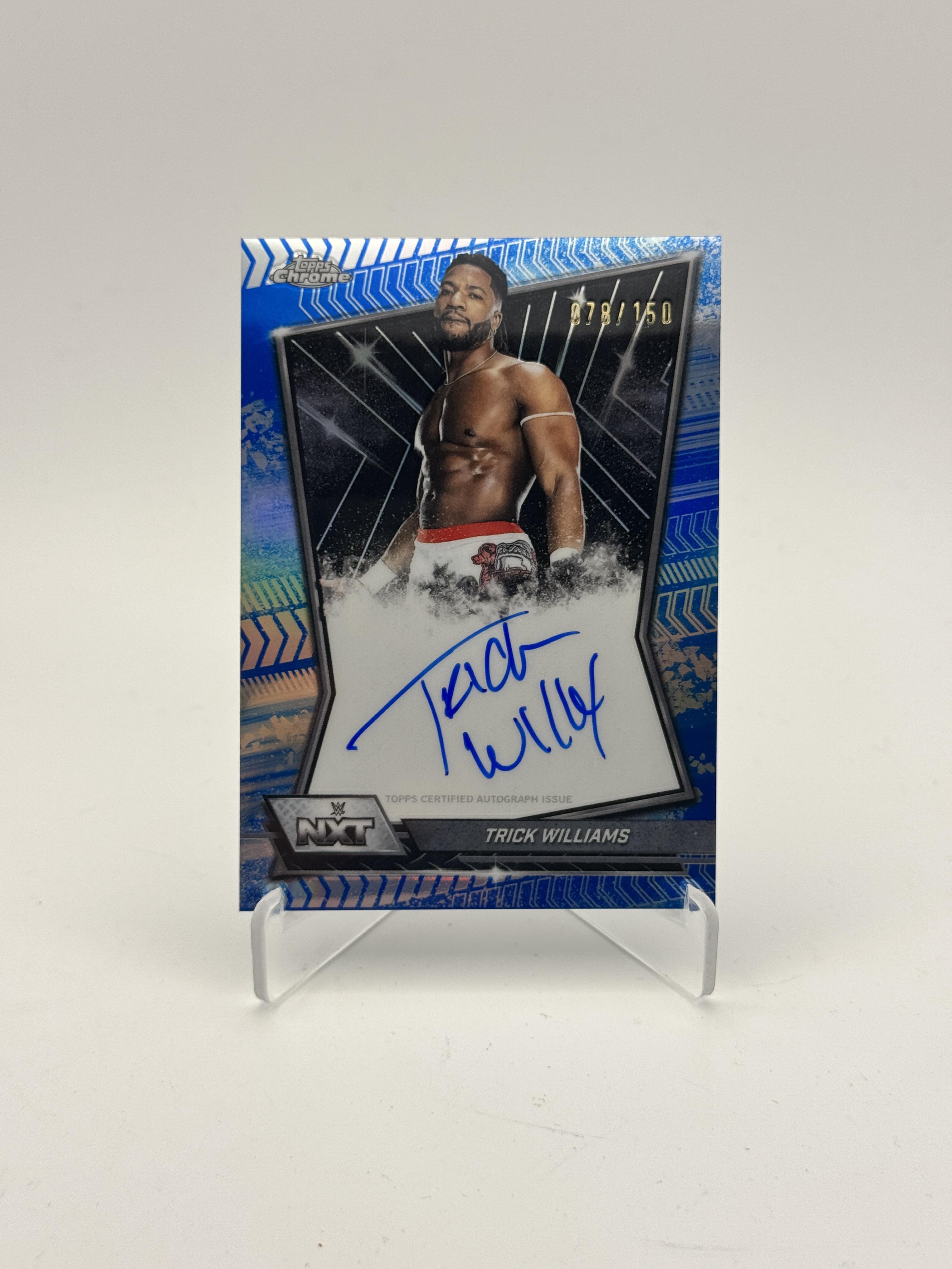 2026 Topps Chrome WWE Trick Williams NXT Autographs Blue Refractor #/150