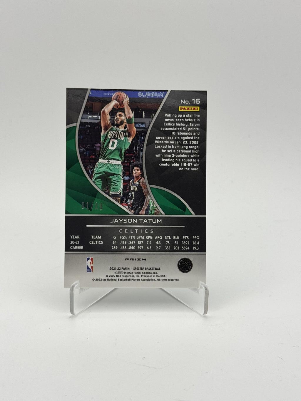 2021-22 Panini Spectra #16 Jayson Tatum Asia Gold #/10