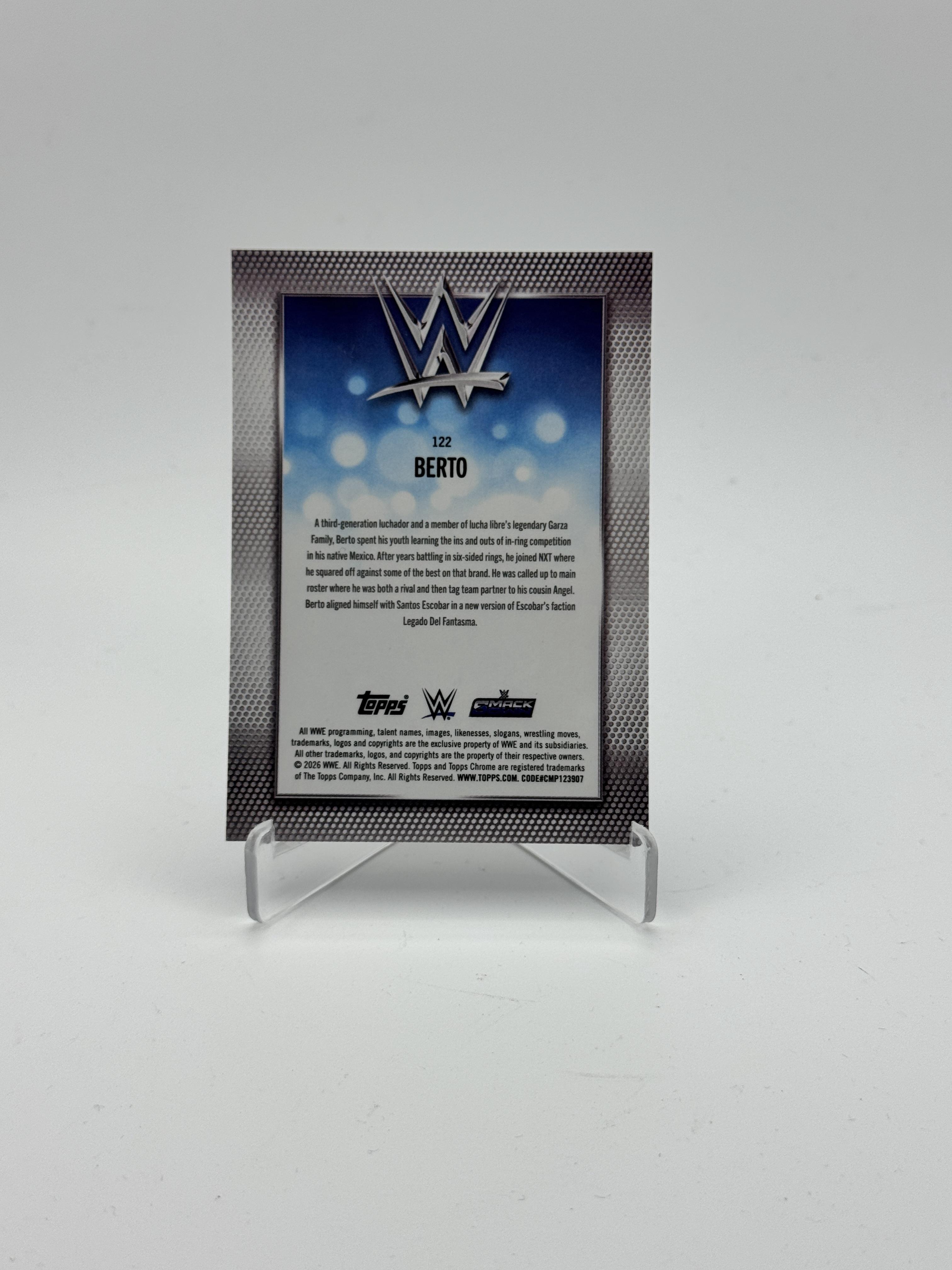 2026 Topps Chrome WWE #122 Berto Purple Geometric Refractor #/10