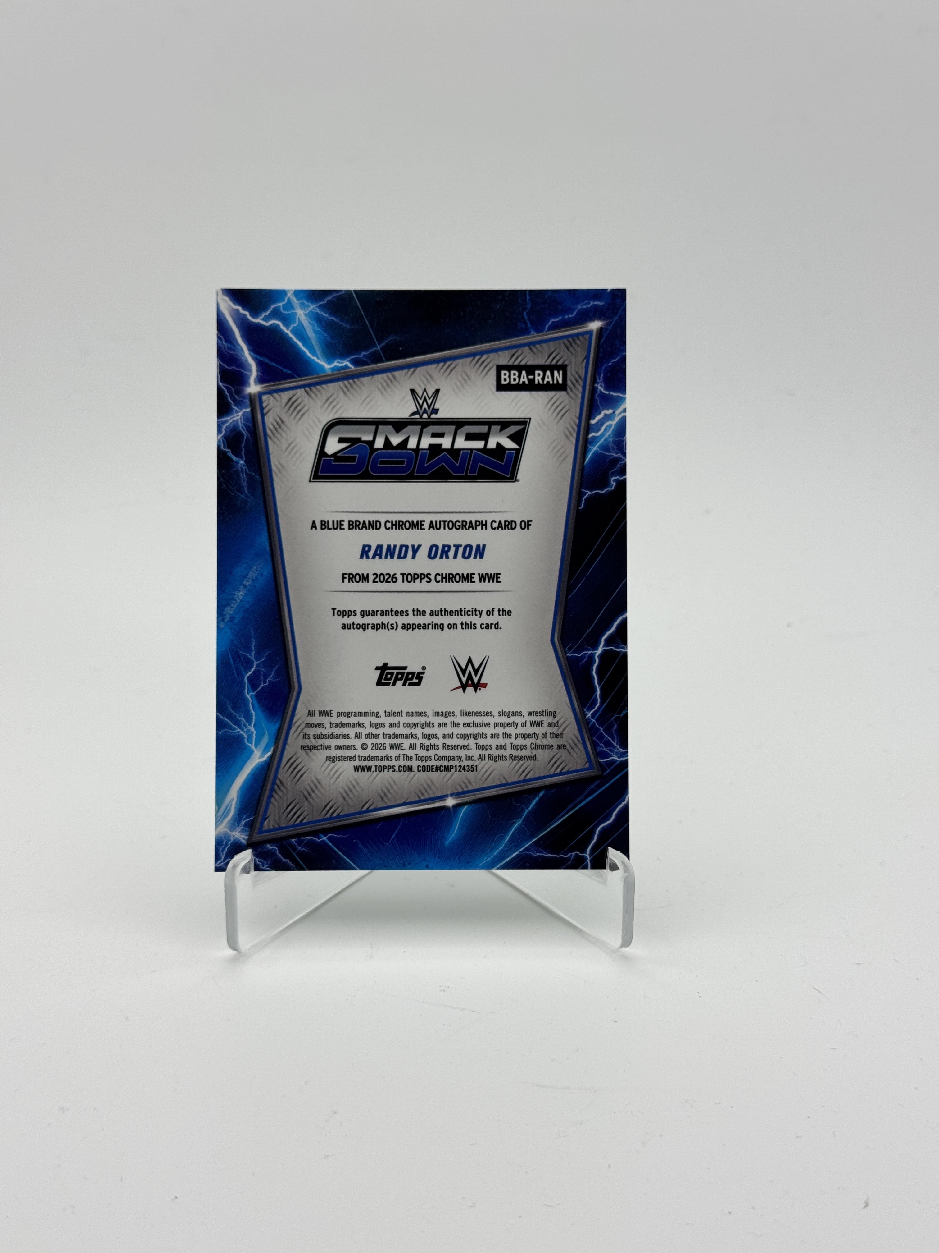 2026 Topps Chrome WWE Randy Orton Blue Brand Autograph Green Refractor #/99