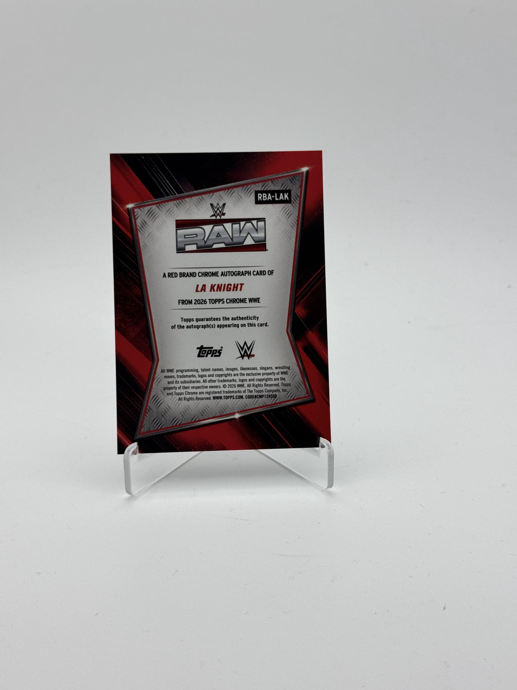 2026 Topps Chrome WWE #RBA-LAK LA Knight Red Brand Autographs