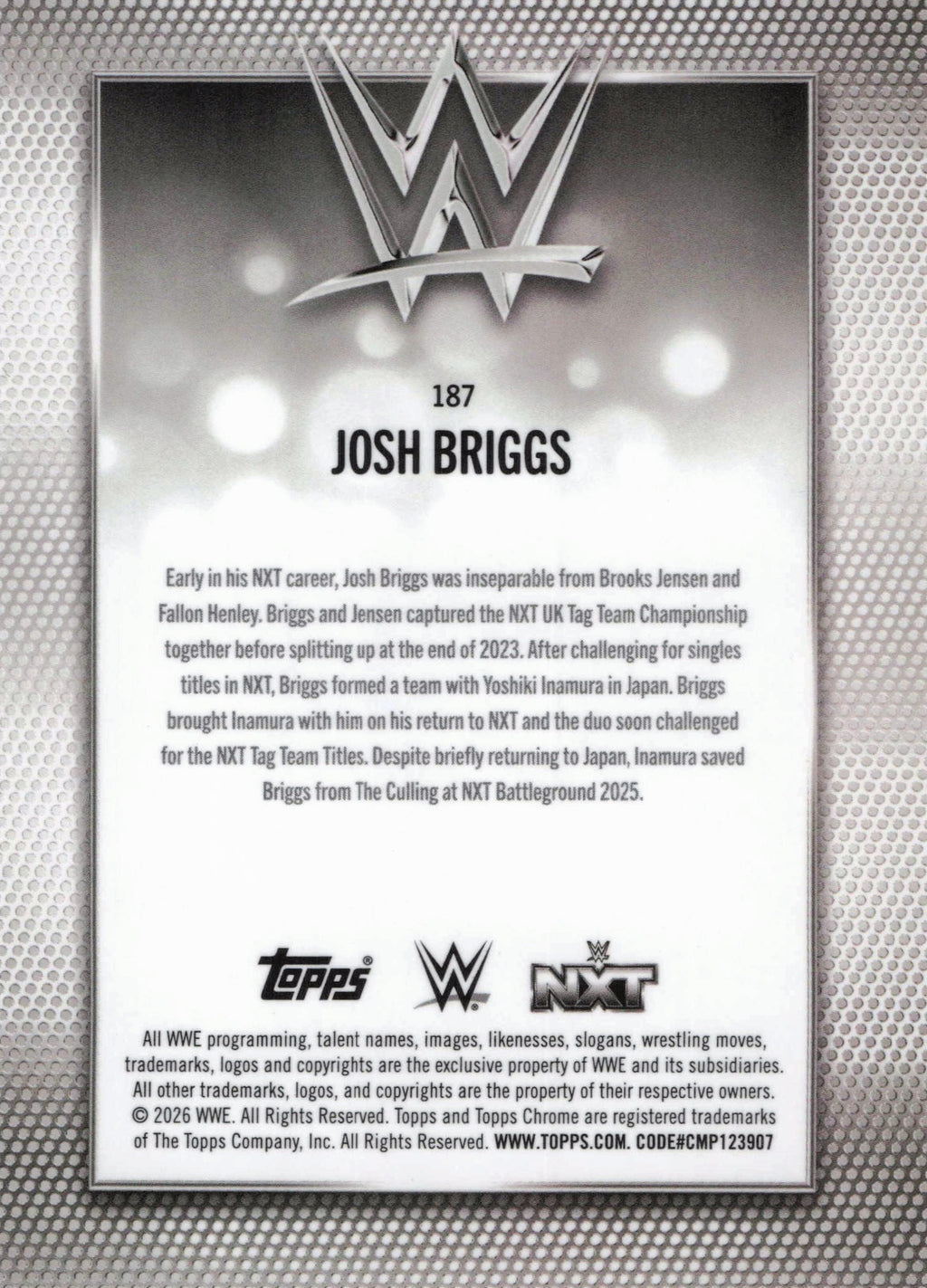 2026 Topps Chrome WWE #187 Josh Briggs Magenta Refractor #/399