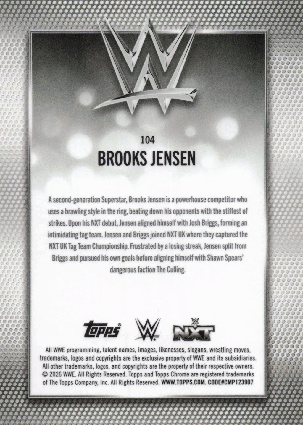 2026 Topps Chrome WWE #104 Brooks Jensen Pink Refractor #/250
