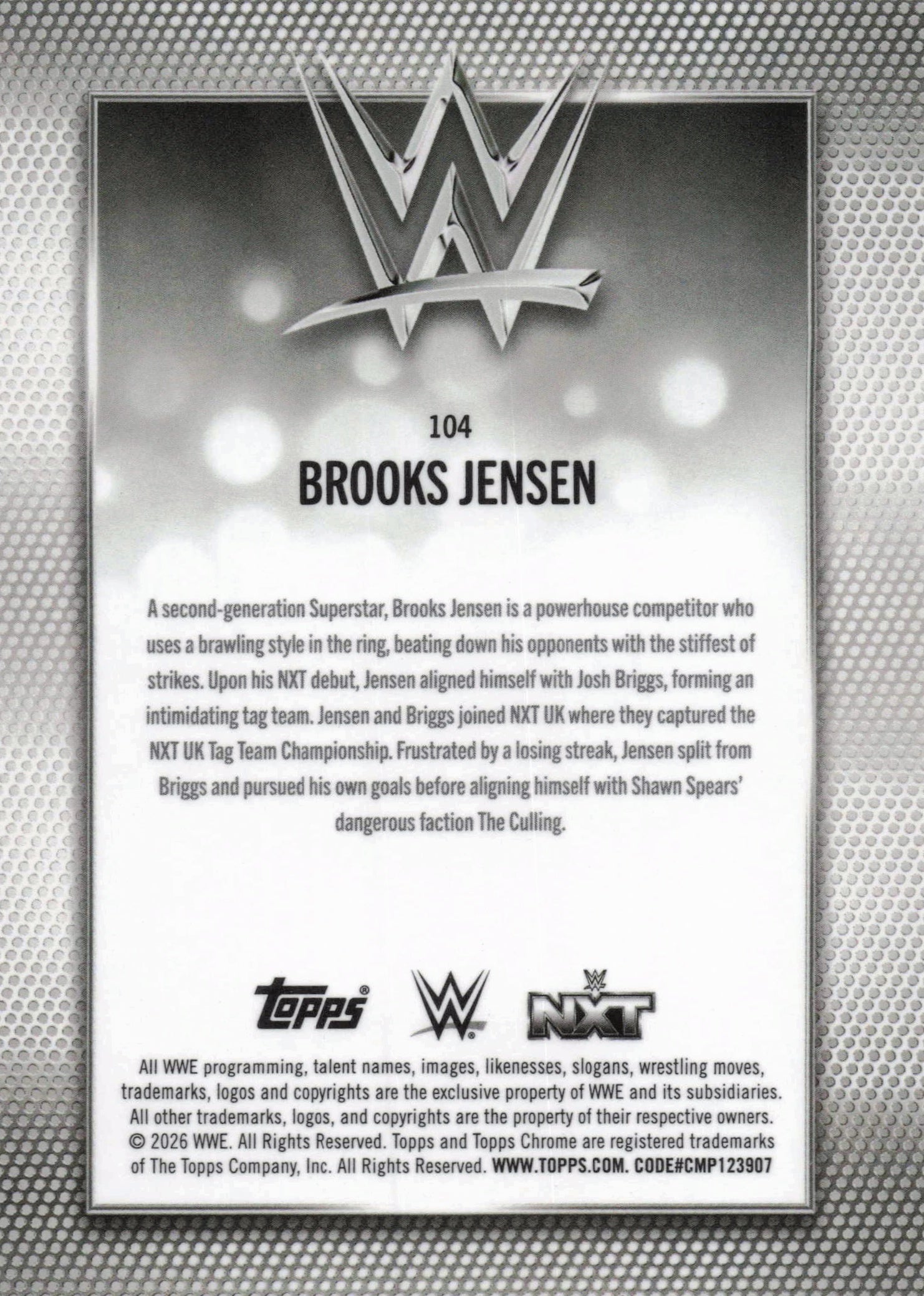 2026 Topps Chrome WWE #104 Brooks Jensen Pink Refractor #/250