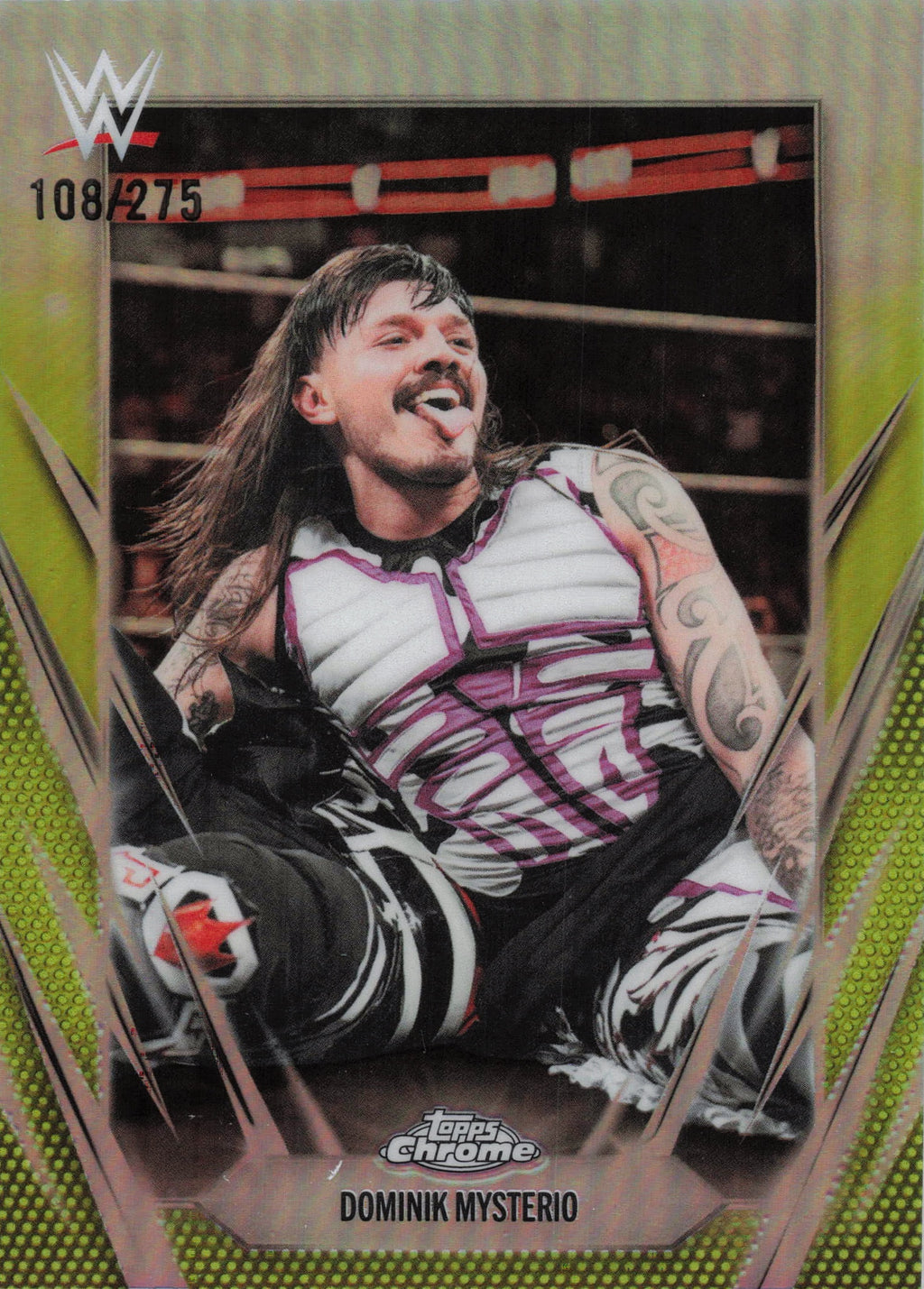 2026 Topps Chrome WWE #73 Dominik Mysterio Yellow Refractor #/275