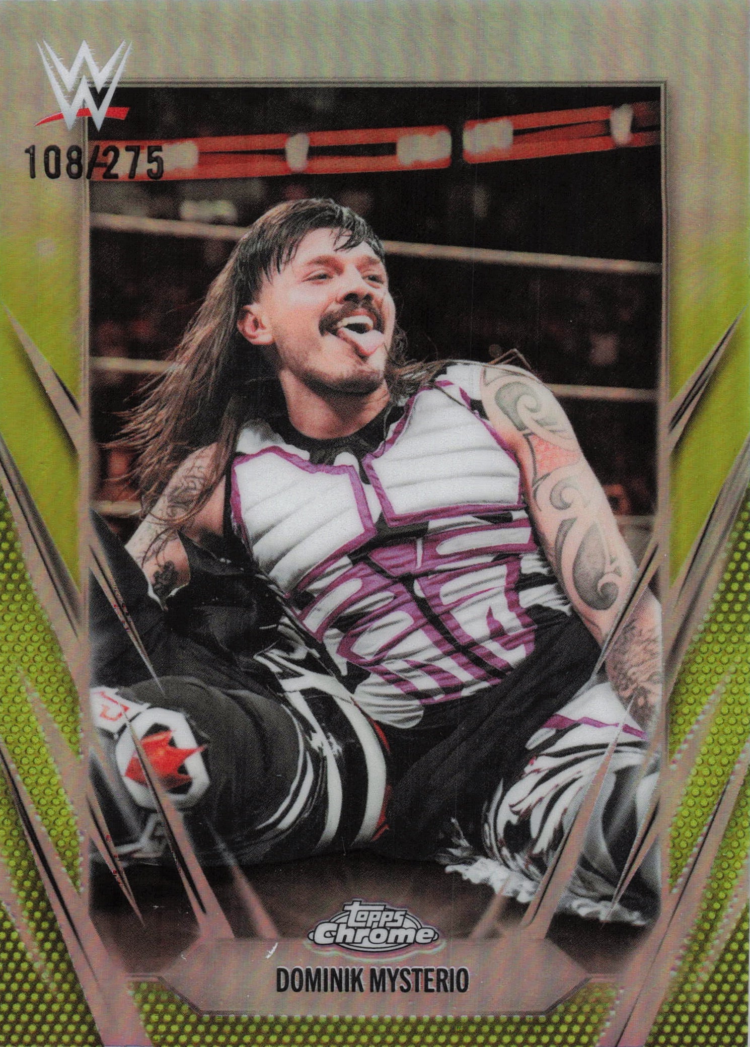 2026 Topps Chrome WWE #73 Dominik Mysterio Yellow Refractor #/275
