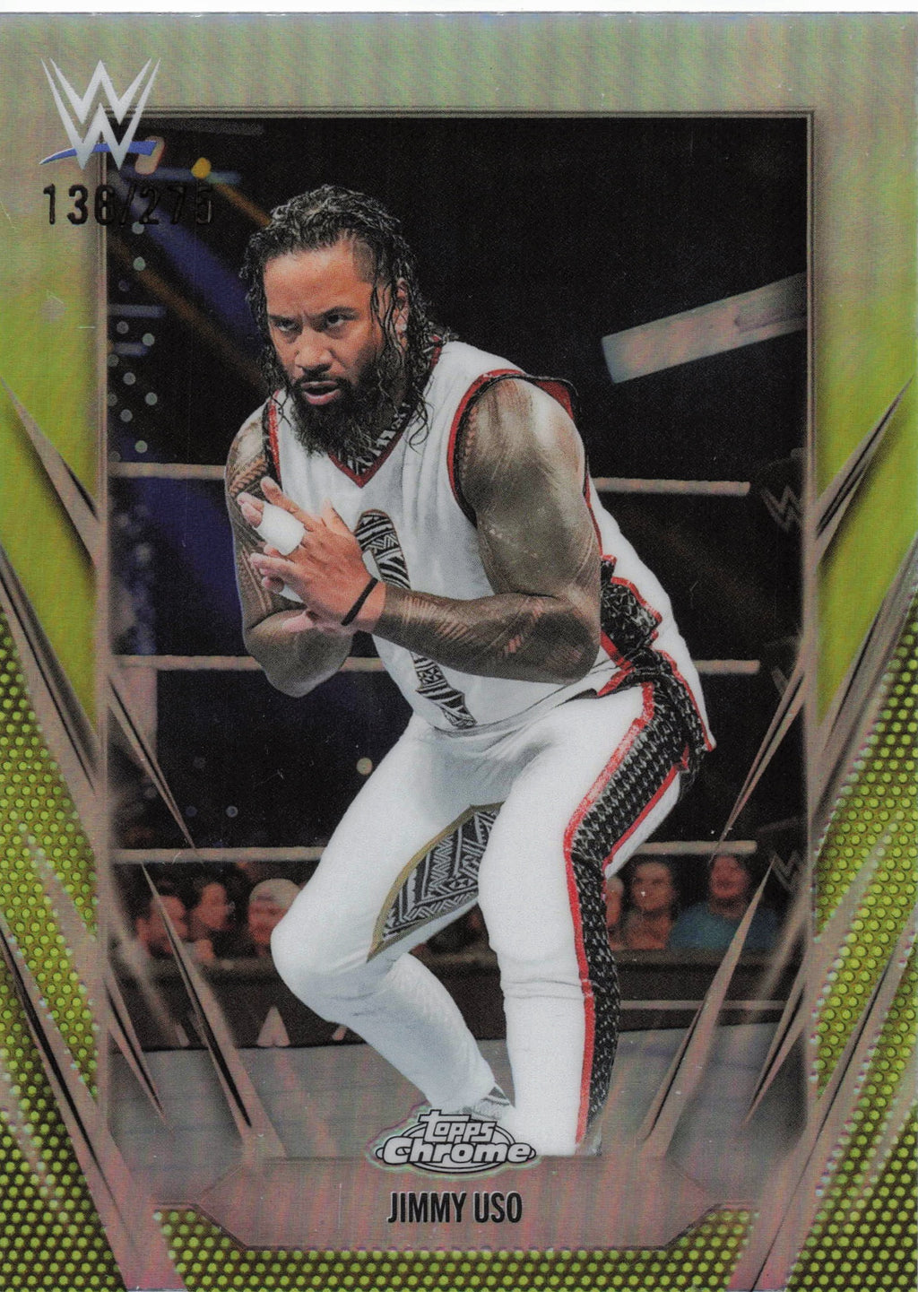 2026 Topps Chrome WWE #31 Jimmy Uso Yellow Refractor #/275