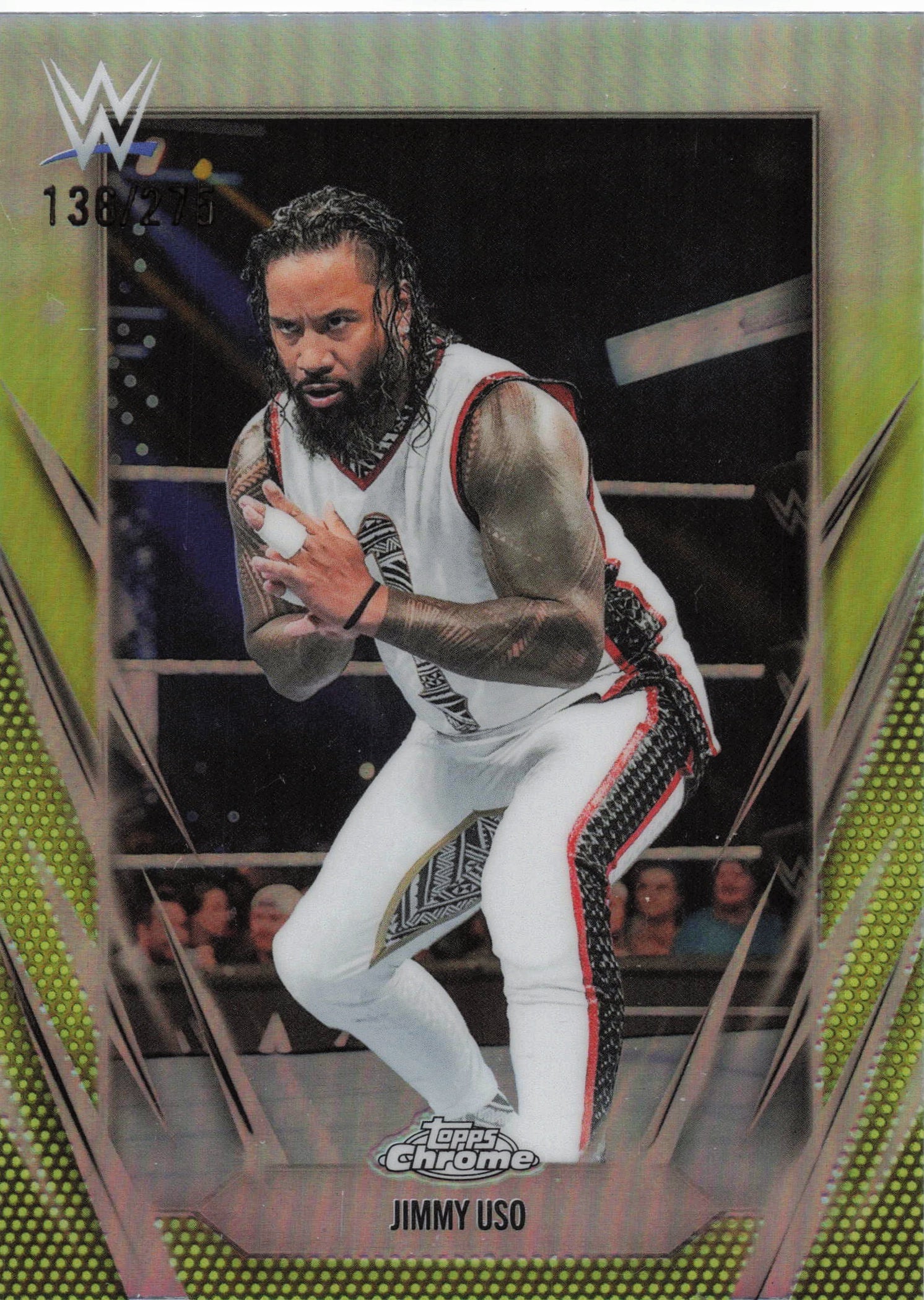 2026 Topps Chrome WWE #31 Jimmy Uso Yellow Refractor #/275