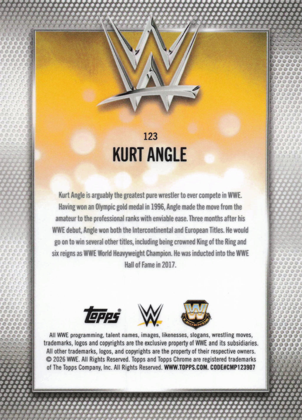 2026 Topps Chrome WWE #123 Kurt Angle Pink Refractor #/250