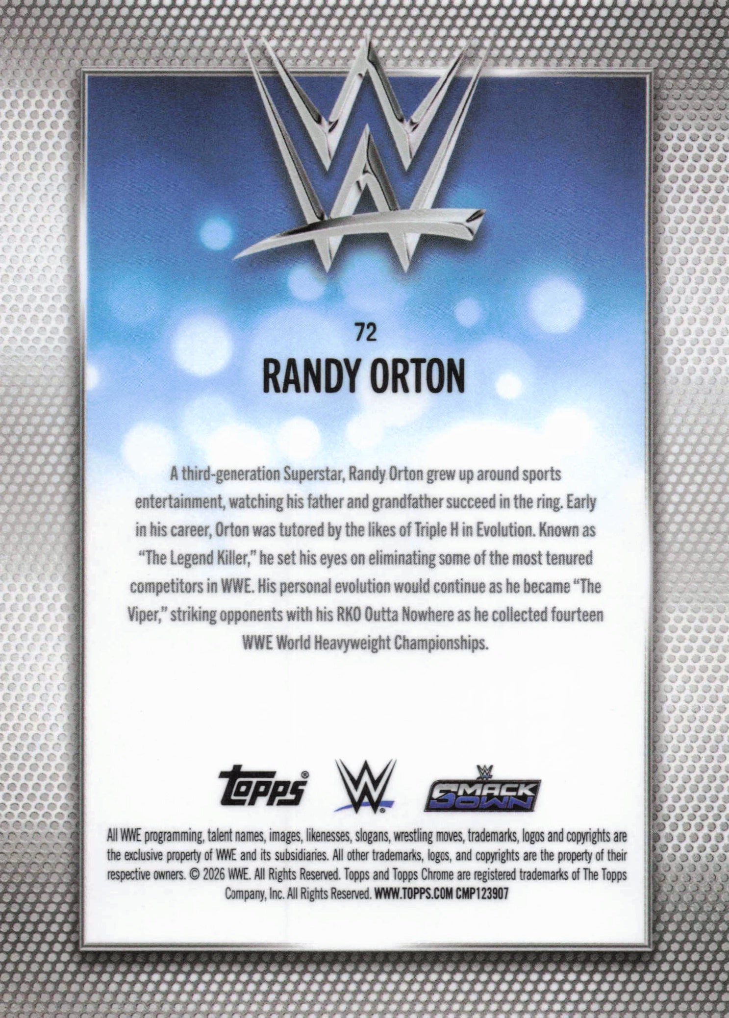 2026 Topps Chrome WWE #72 Randy Orton Pink Refractor #/250