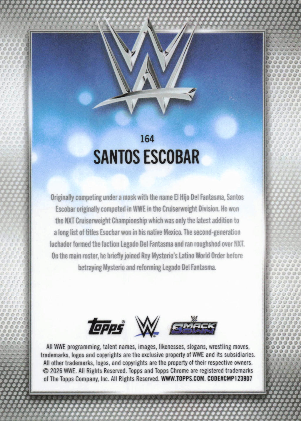 2026 Topps Chrome WWE #164 Santos Escobar Yellow Refractor #/275