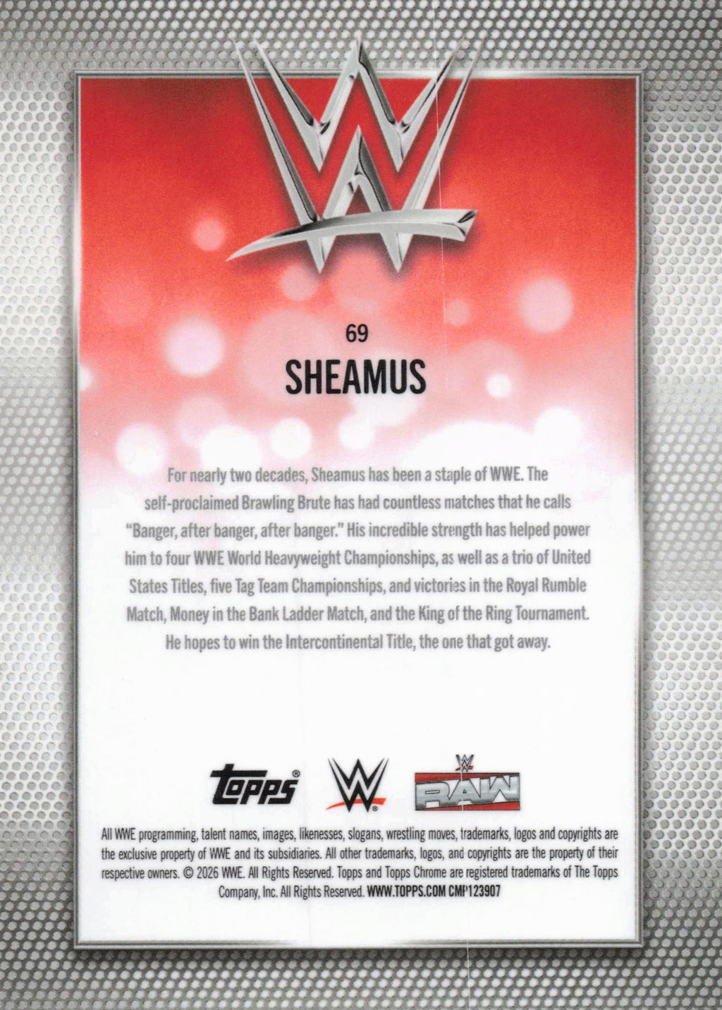 2026 Topps Chrome WWE #69 Sheamus Yellow Refractor #/275