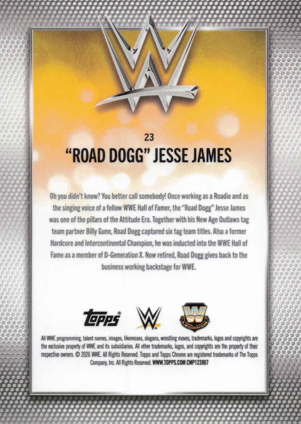 2026 Topps Chrome WWE #23 "Road Dogg" Jesse James Pink Refractor #/250