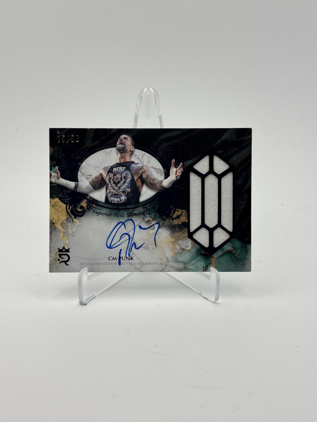 2025 Topps Royalty WWE #SUS-CMP CM Punk Superior Relic Signatures Purple #/50