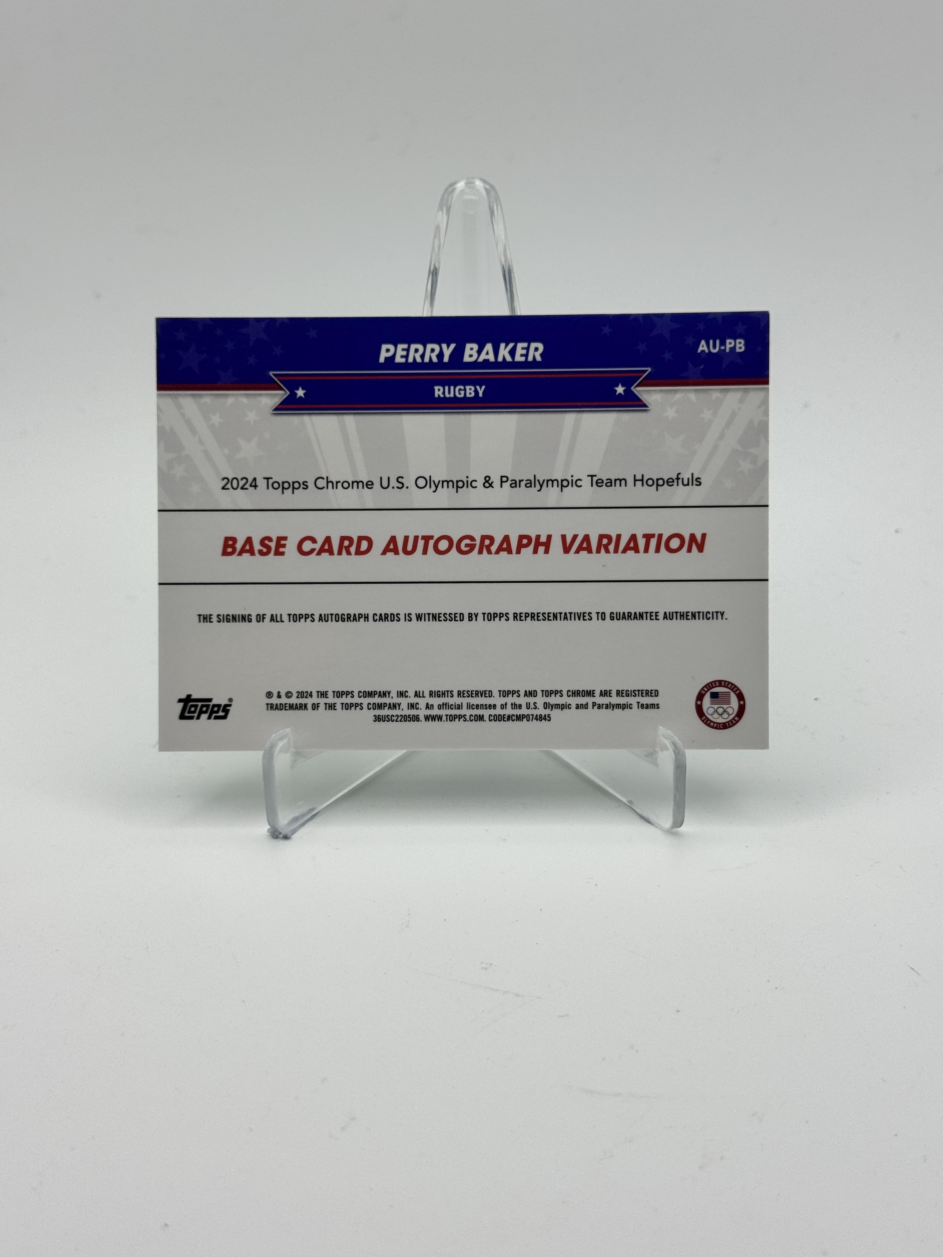 2024 Topps Chrome U.S. Olympics - Perry Baker Autographs Green Refractors #/99
