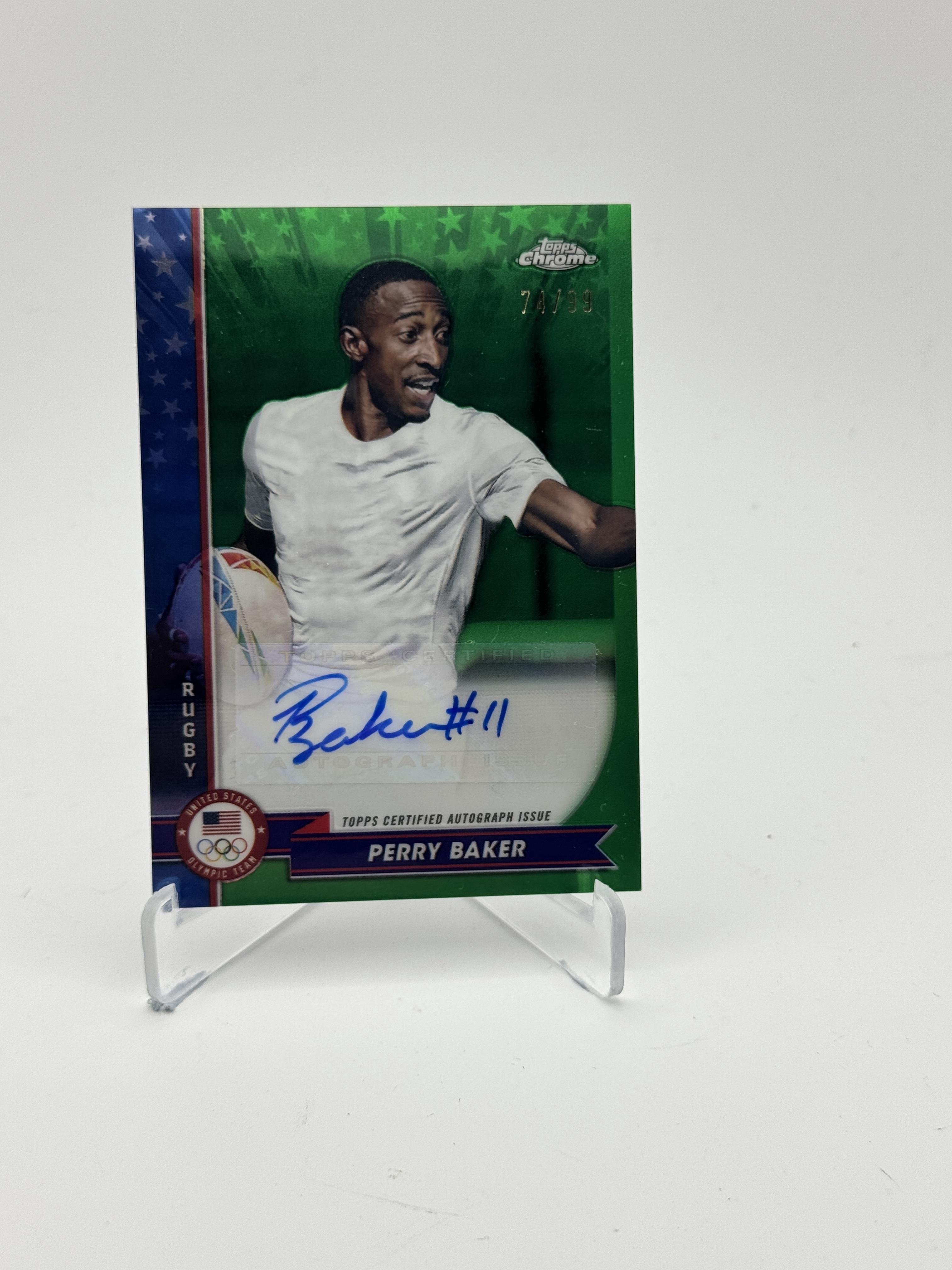 2024 Topps Chrome U.S. Olympics - Perry Baker Autographs Green Refractors #/99