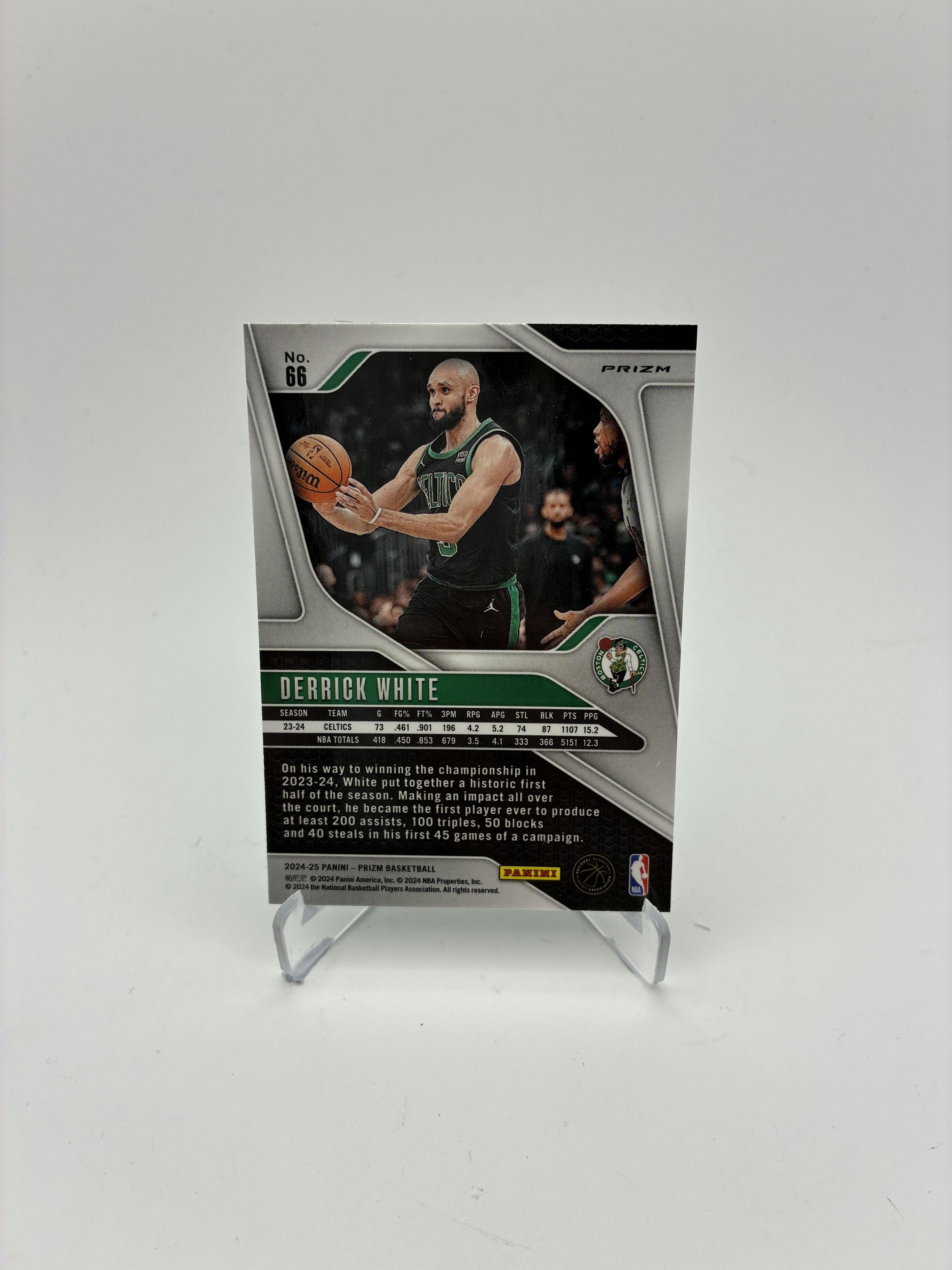 2024-25 Panini Prizm #66 Derrick White Prizms Green Wave