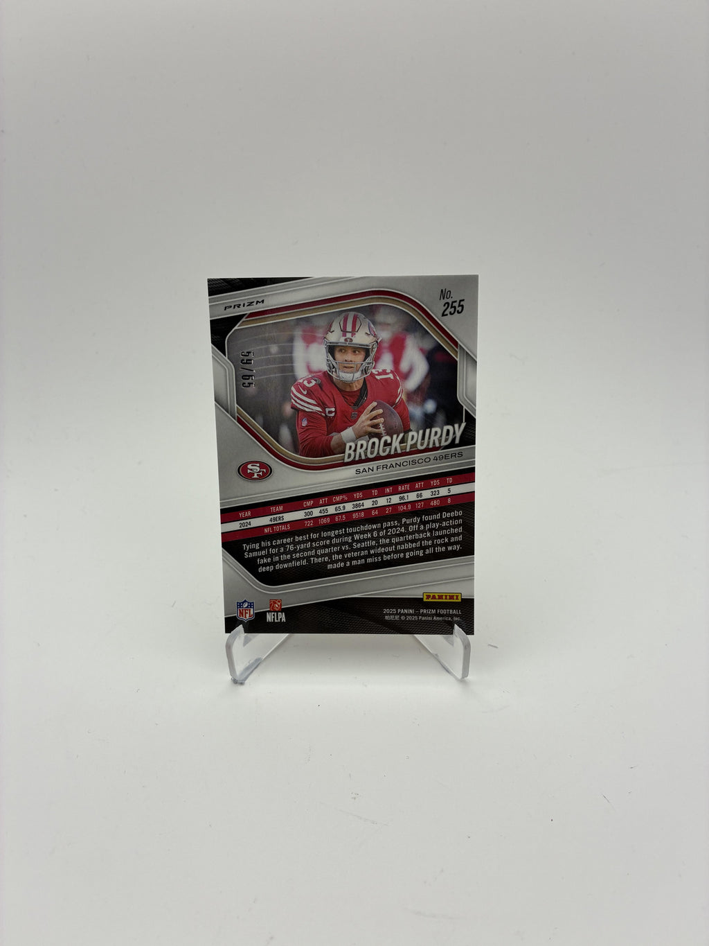 2025 Panini Prizm #255 Brock Purdy Orange Wave #/65