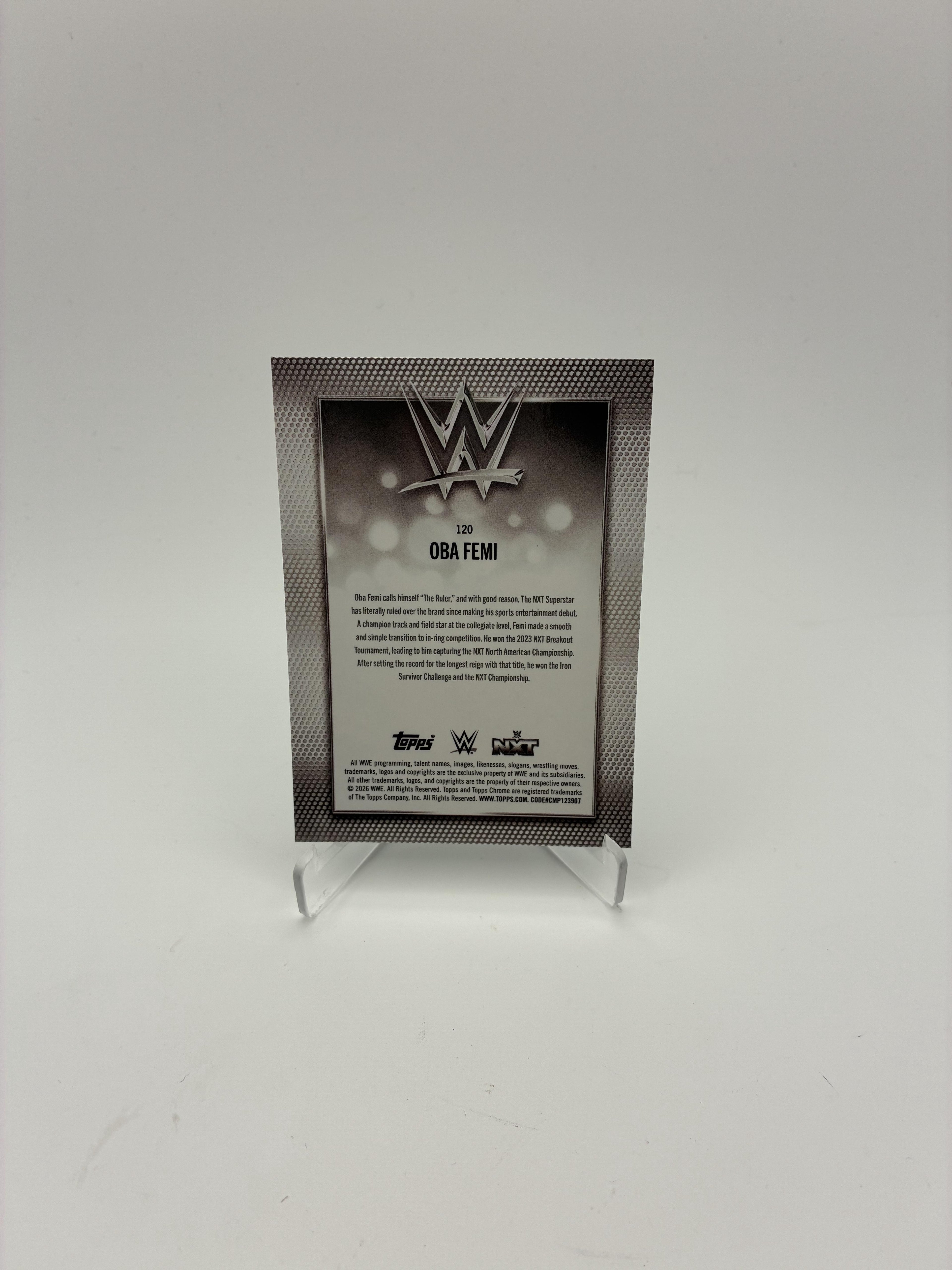 2026 Topps Chrome WWE #120 Oba Femi Diamond Plate Refractor