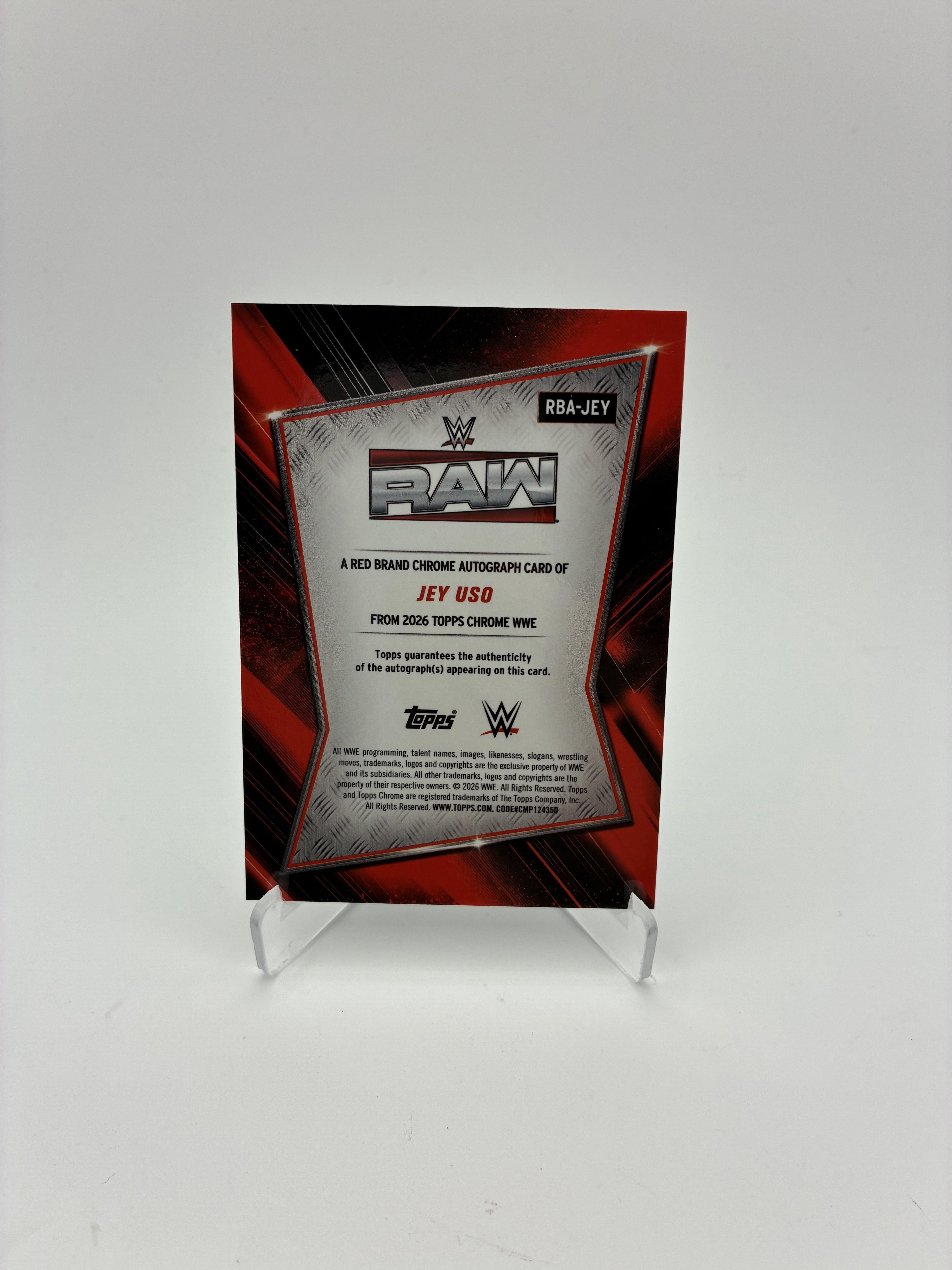 2026 Topps Chrome WWE #RBA-JEY Jey Uso Red Brand Autographs