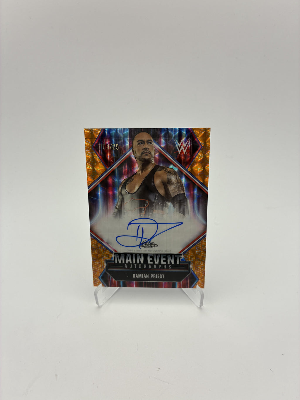 2026 Topps Chrome WWE #FR-30 Damian Priest Focus Reel Orange Refractor #/25