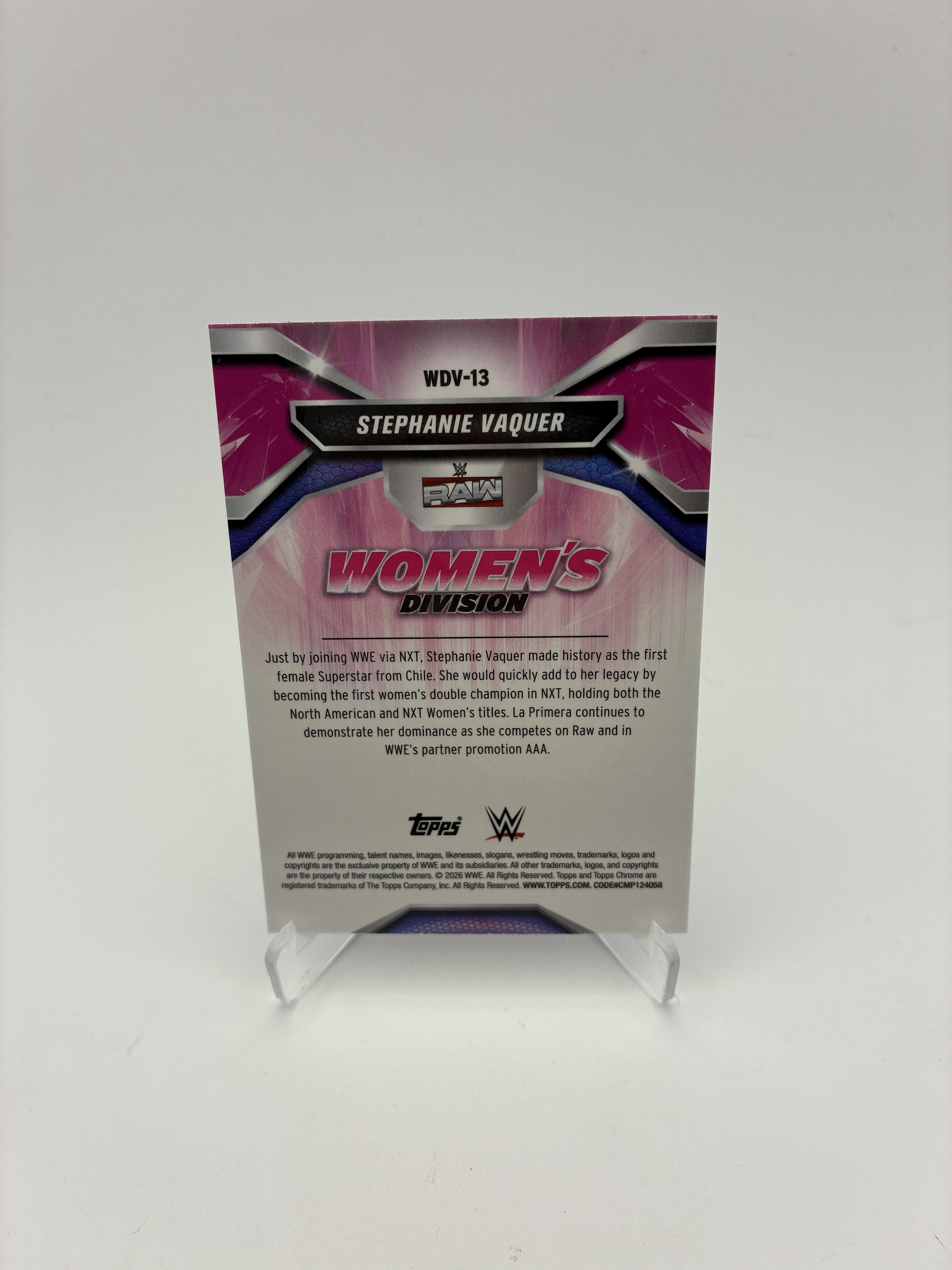 2026 Topps Chrome WWE #WDV-13 Stephanie Vaquer Women's Division Refractor #/150