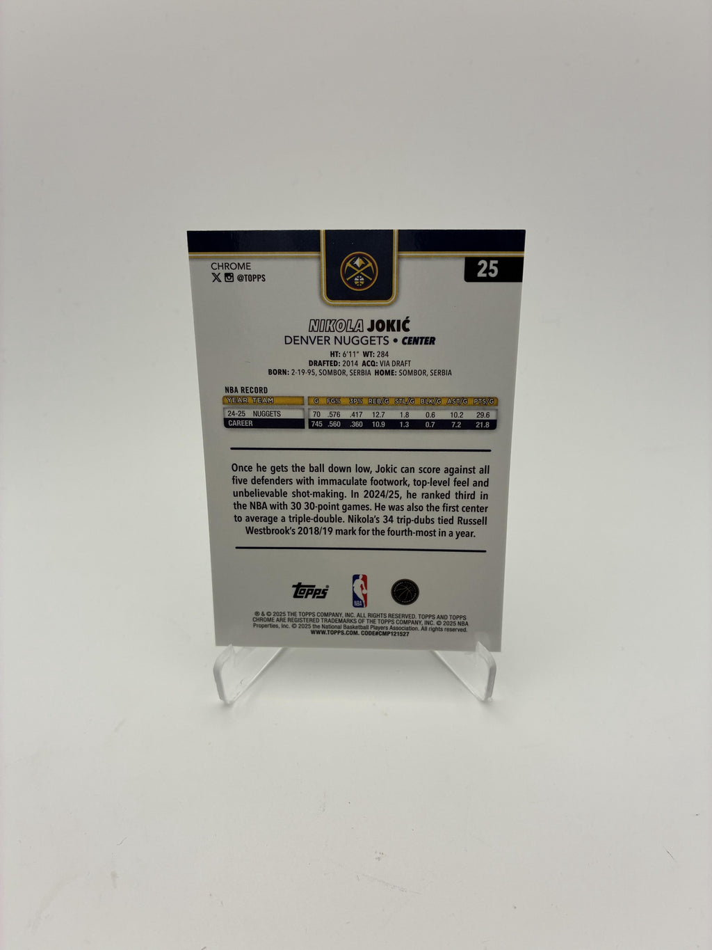 2025-26 Topps Chrome #25 Nikola Jokić X-Fractor