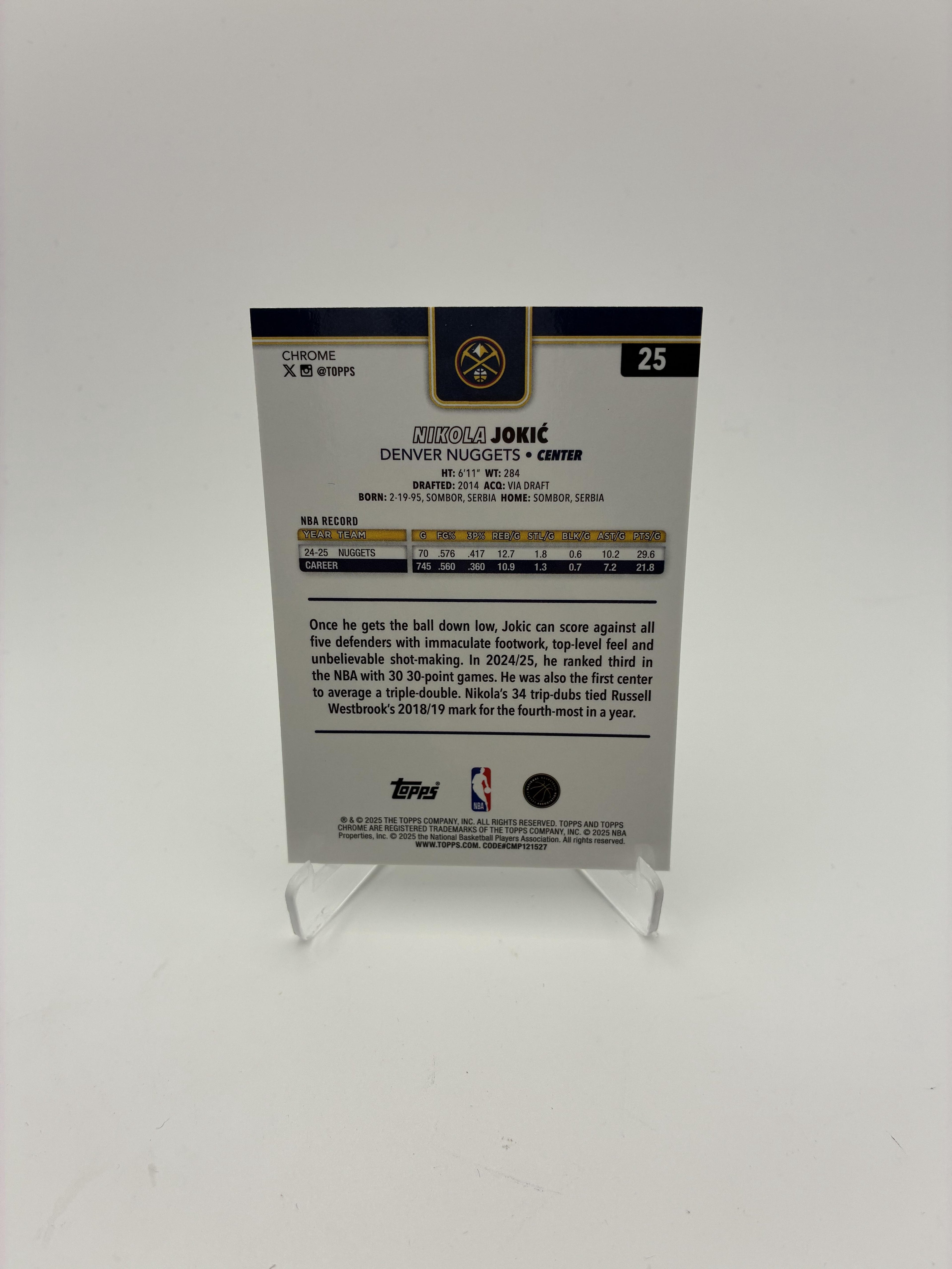 2025-26 Topps Chrome #25 Nikola Jokić X-Fractor