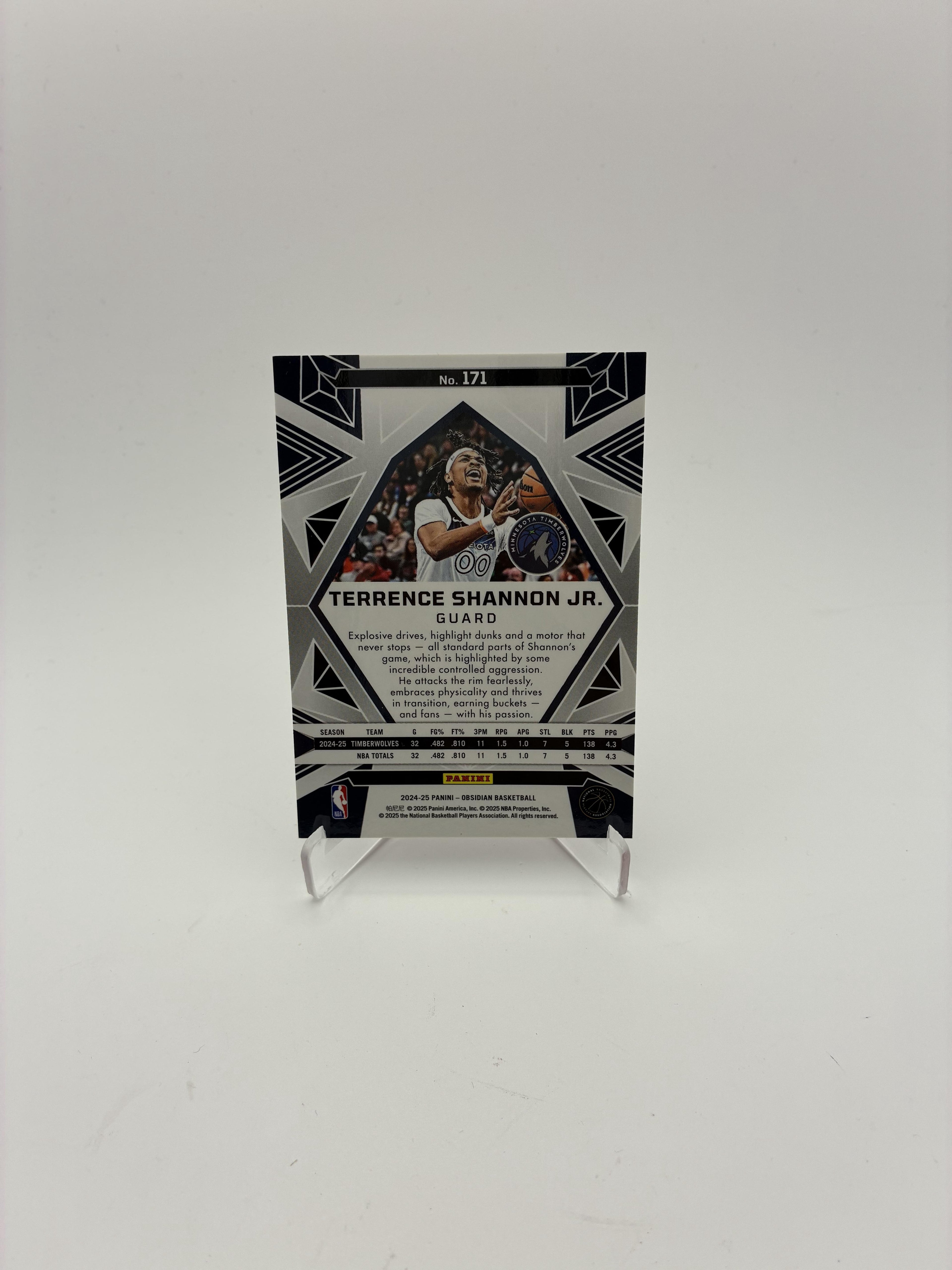 2024-25 Panini Obsidian #171 Terrence Shannon Jr. Electric Etch Red Flood