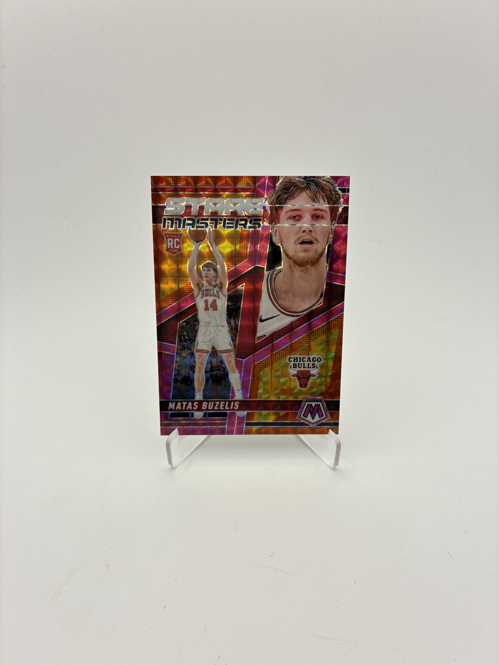 2024-25 Panini Mosaic #16 Matas Buzelis Stare Masters Pink Mosaic #/149