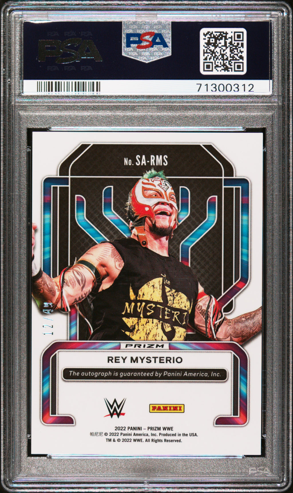 2022 Panini Prizm WWE Superstar Autographs Rey Mysterio Blue Prizm PSA 9 #/49