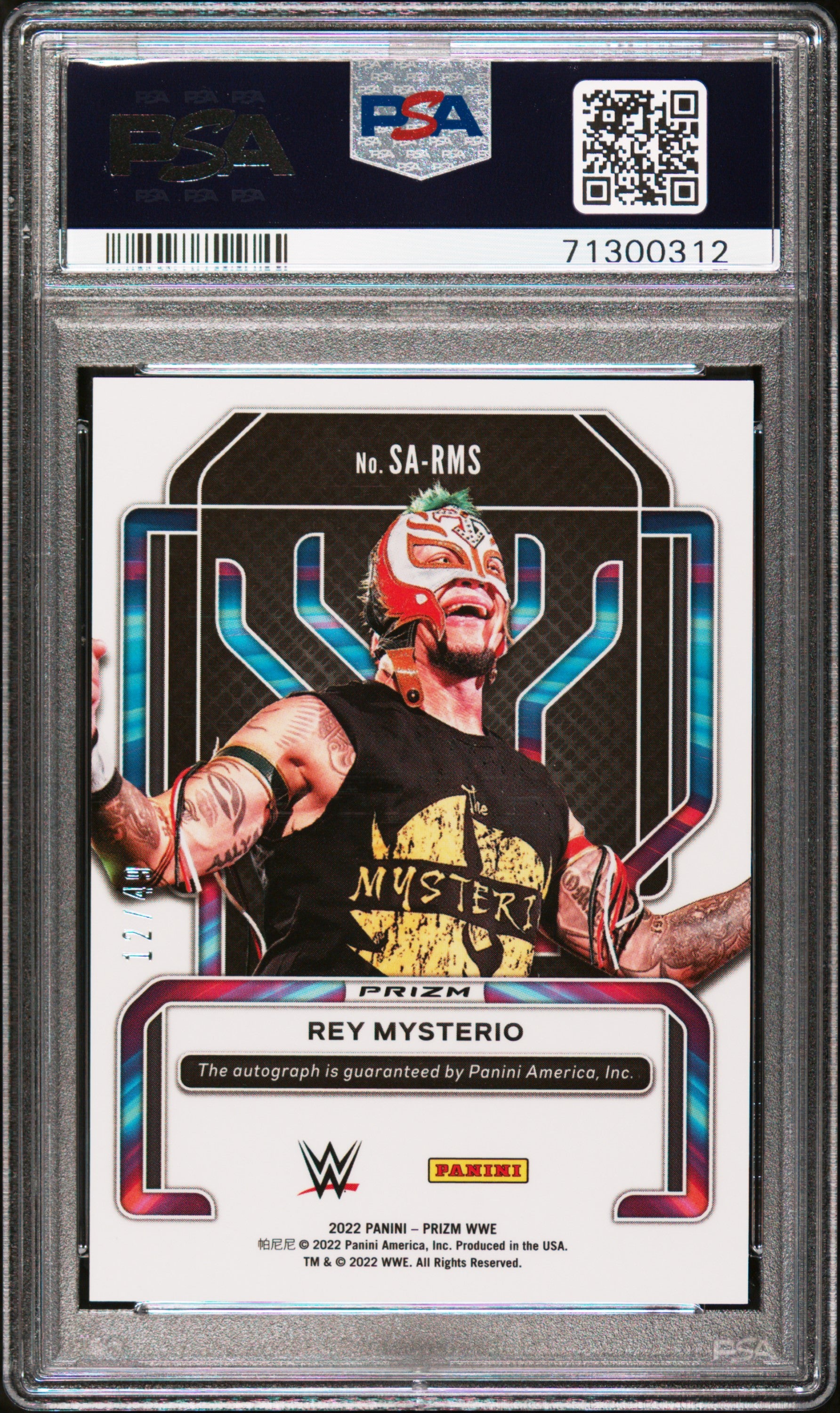 2022 Panini Prizm WWE Superstar Autographs Rey Mysterio Blue Prizm PSA 9 #/49