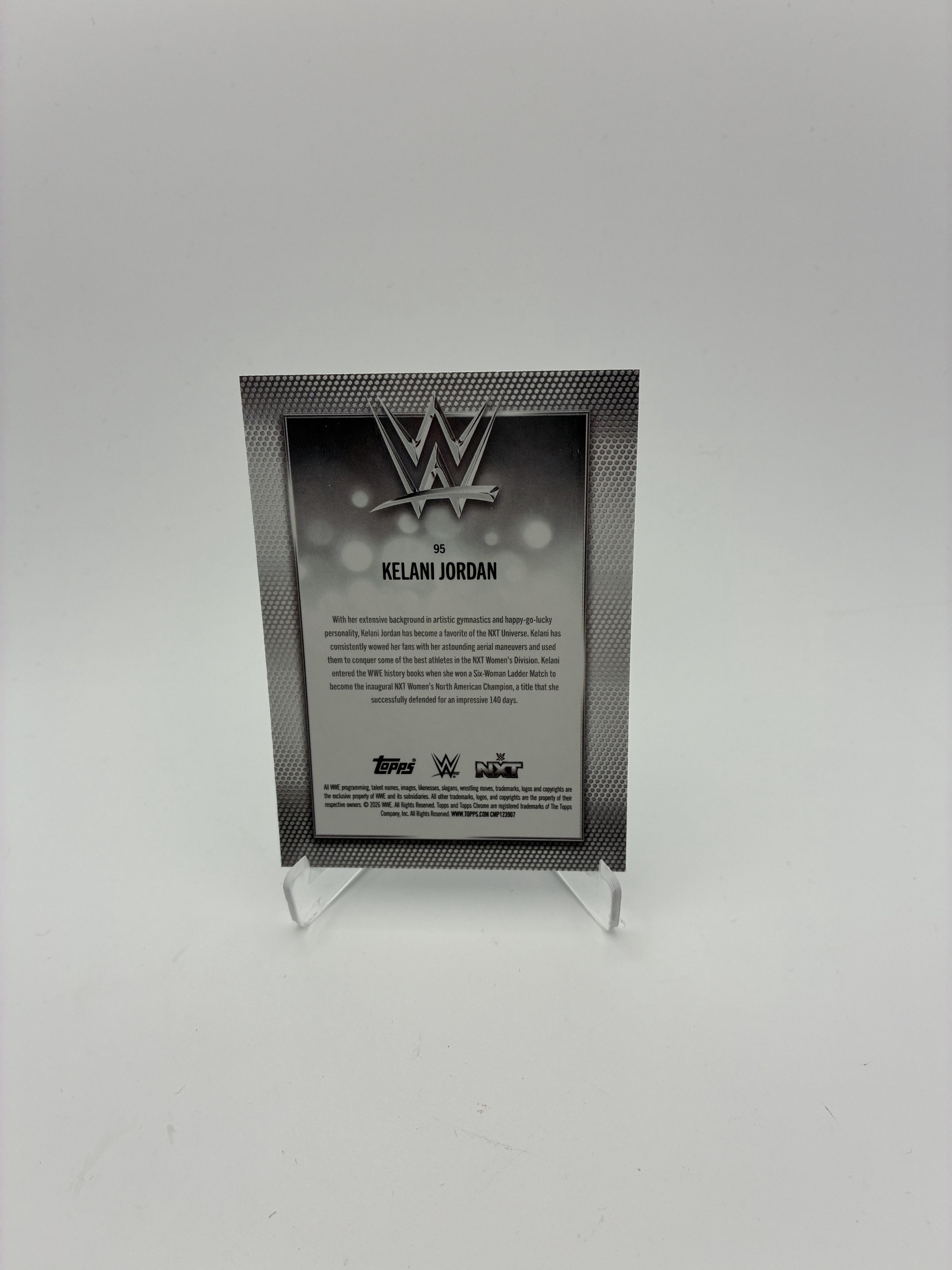 2026 Topps Chrome WWE #95 Kelani Jordan Blue Geometric Refractor #/150