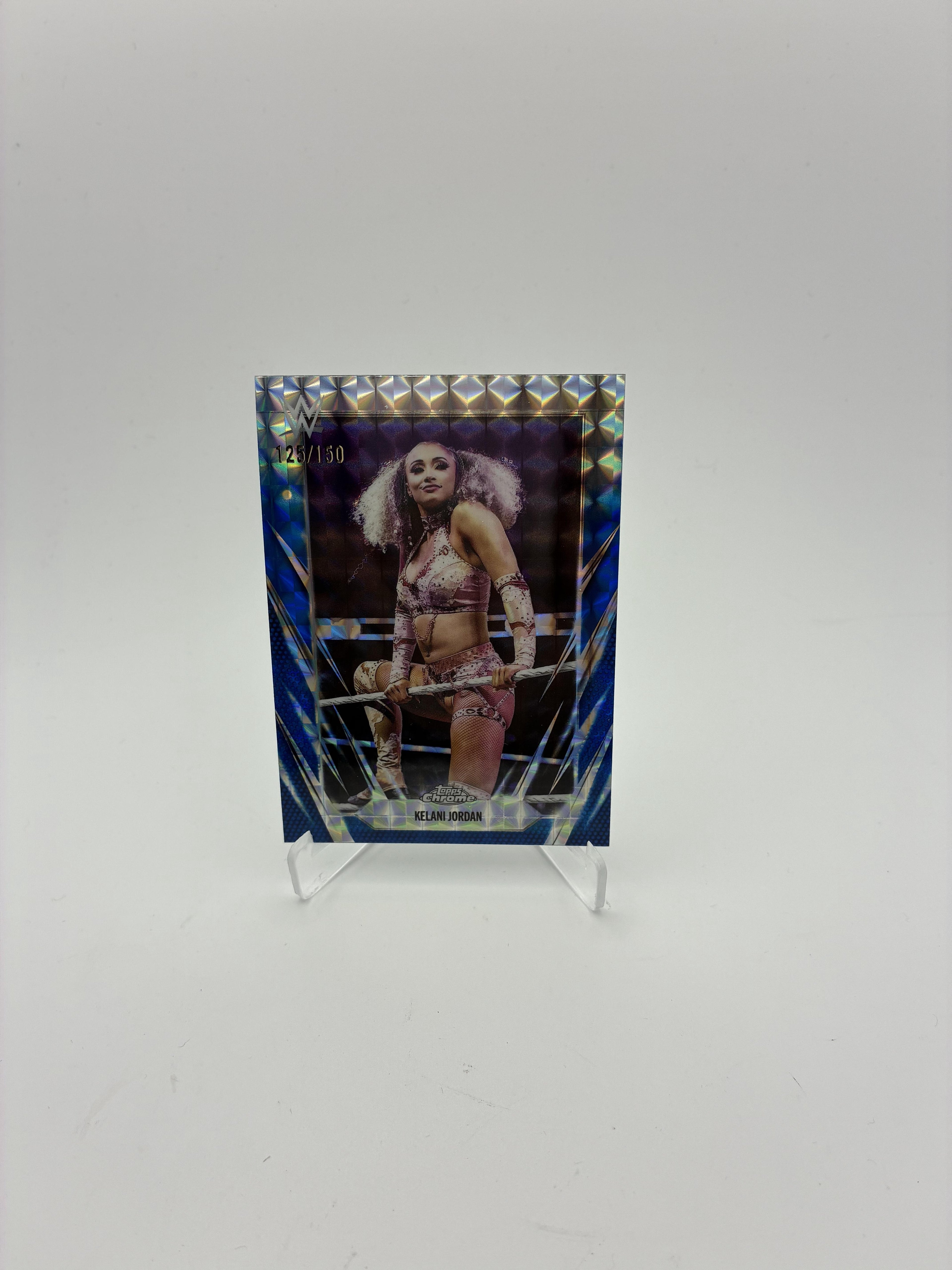 2026 Topps Chrome WWE #95 Kelani Jordan Blue Geometric Refractor #/150