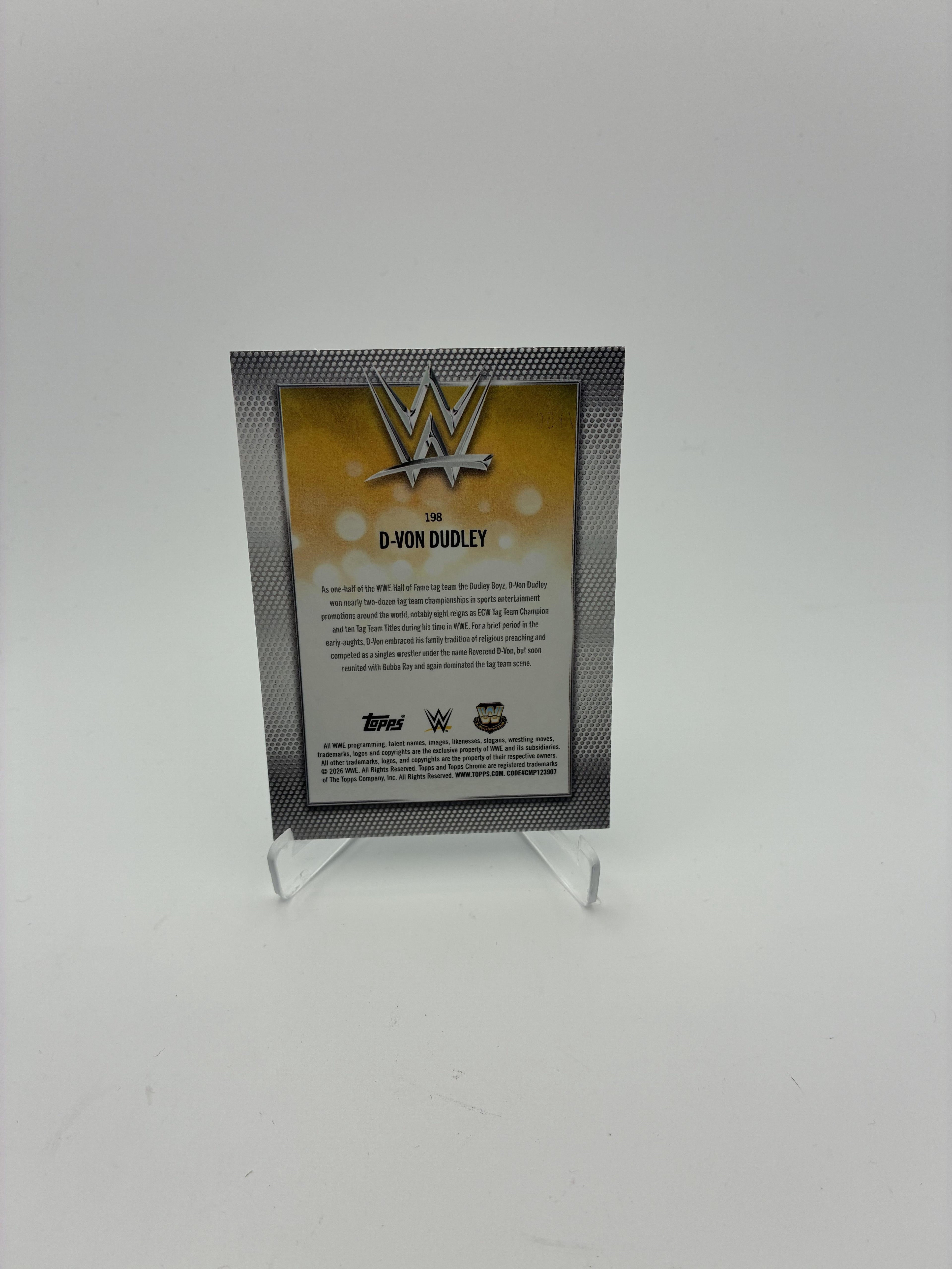 2026 Topps Chrome WWE #198 D-Von Dudley Blue Geometric Refractor #/150