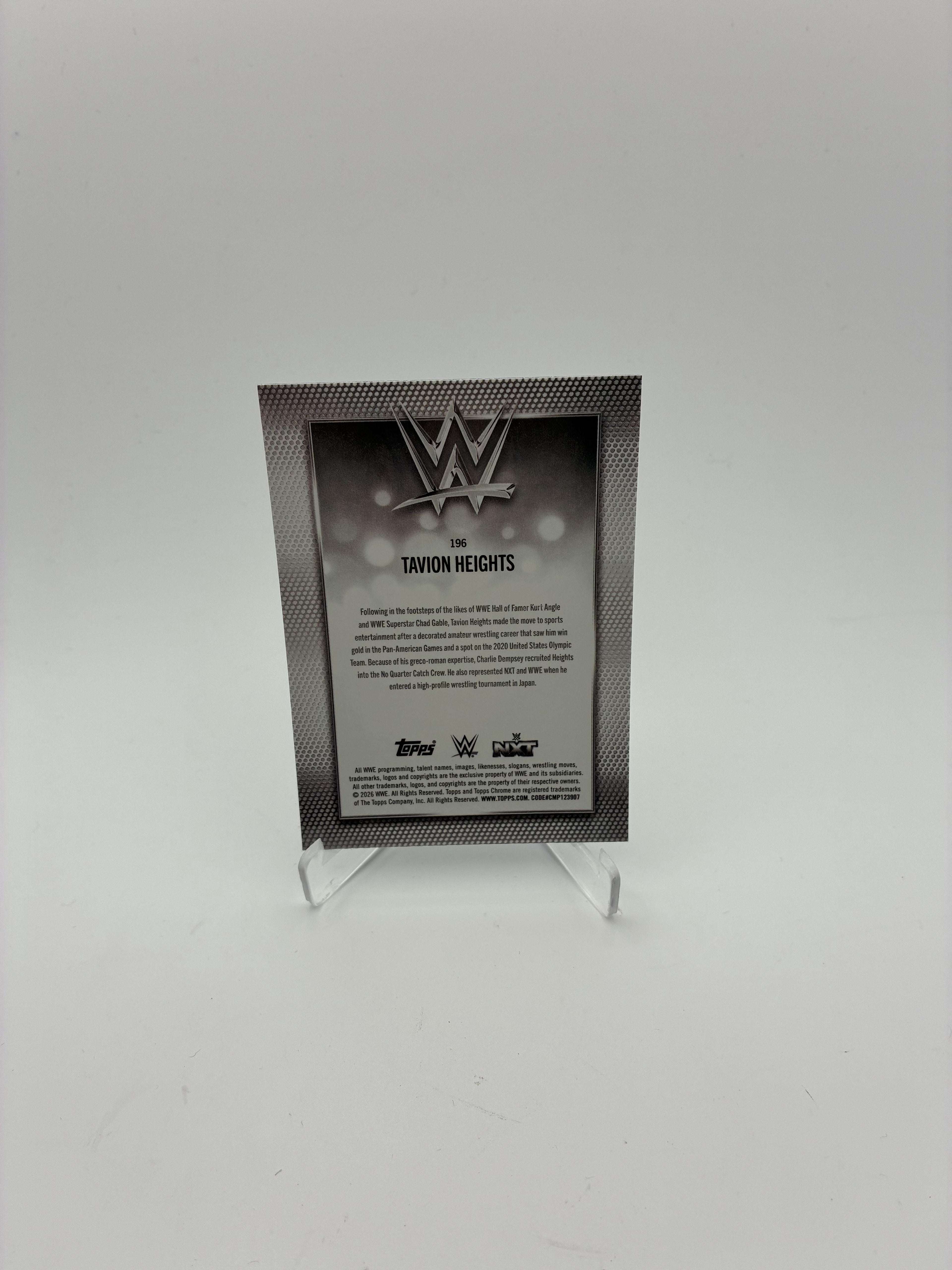 2026 Topps Chrome WWE #196 Tavion Heights Blue Geometric Refractor #/150