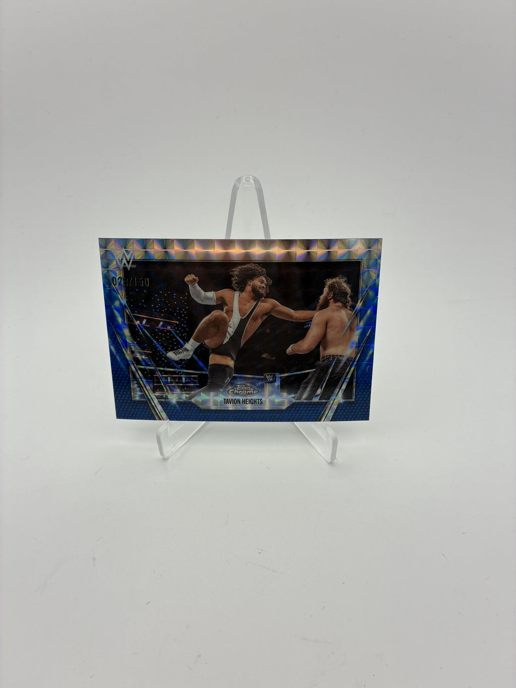 2026 Topps Chrome WWE #196 Tavion Heights Blue Geometric Refractor #/150