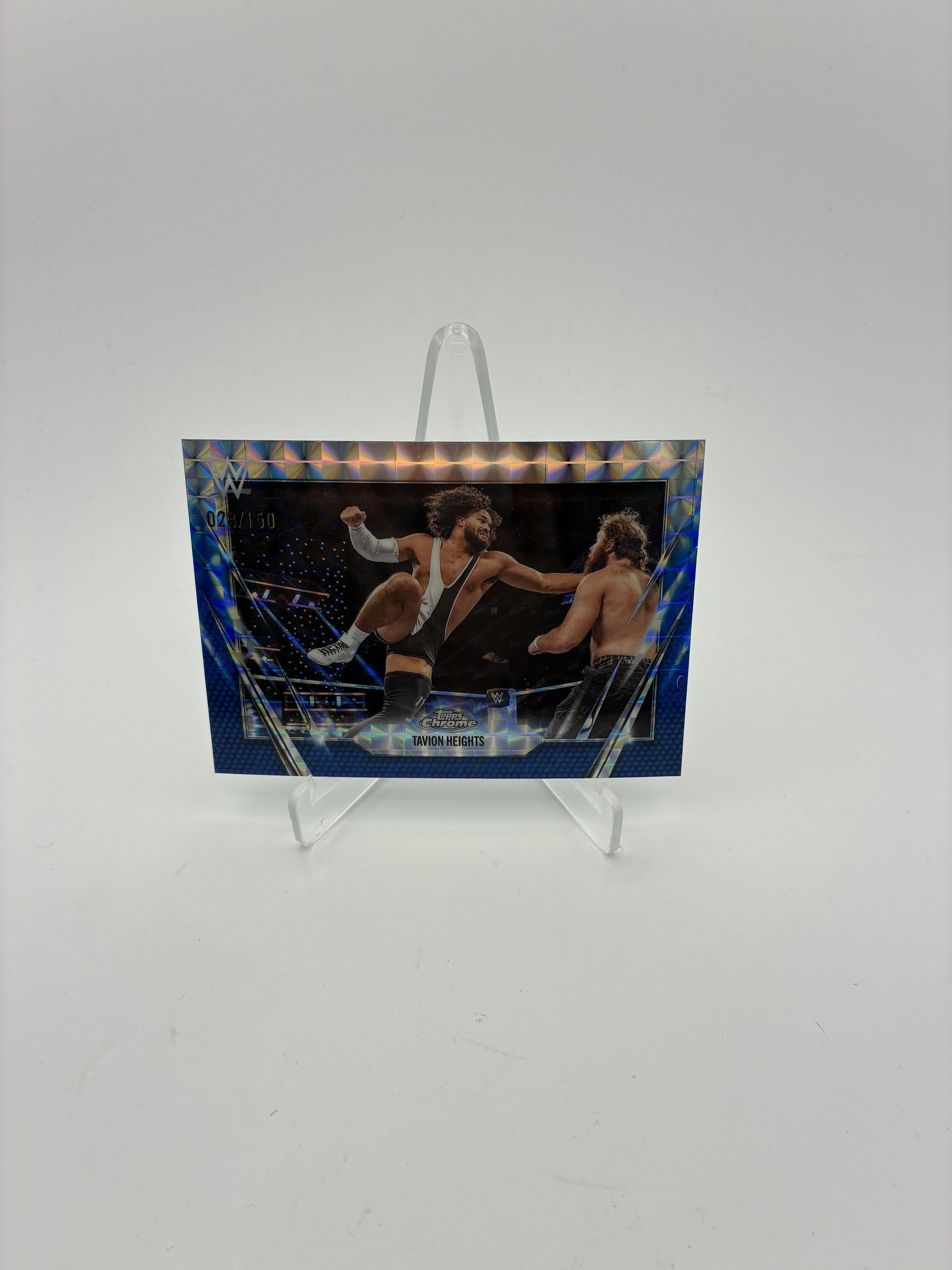 2026 Topps Chrome WWE #196 Tavion Heights Blue Geometric Refractor #/150