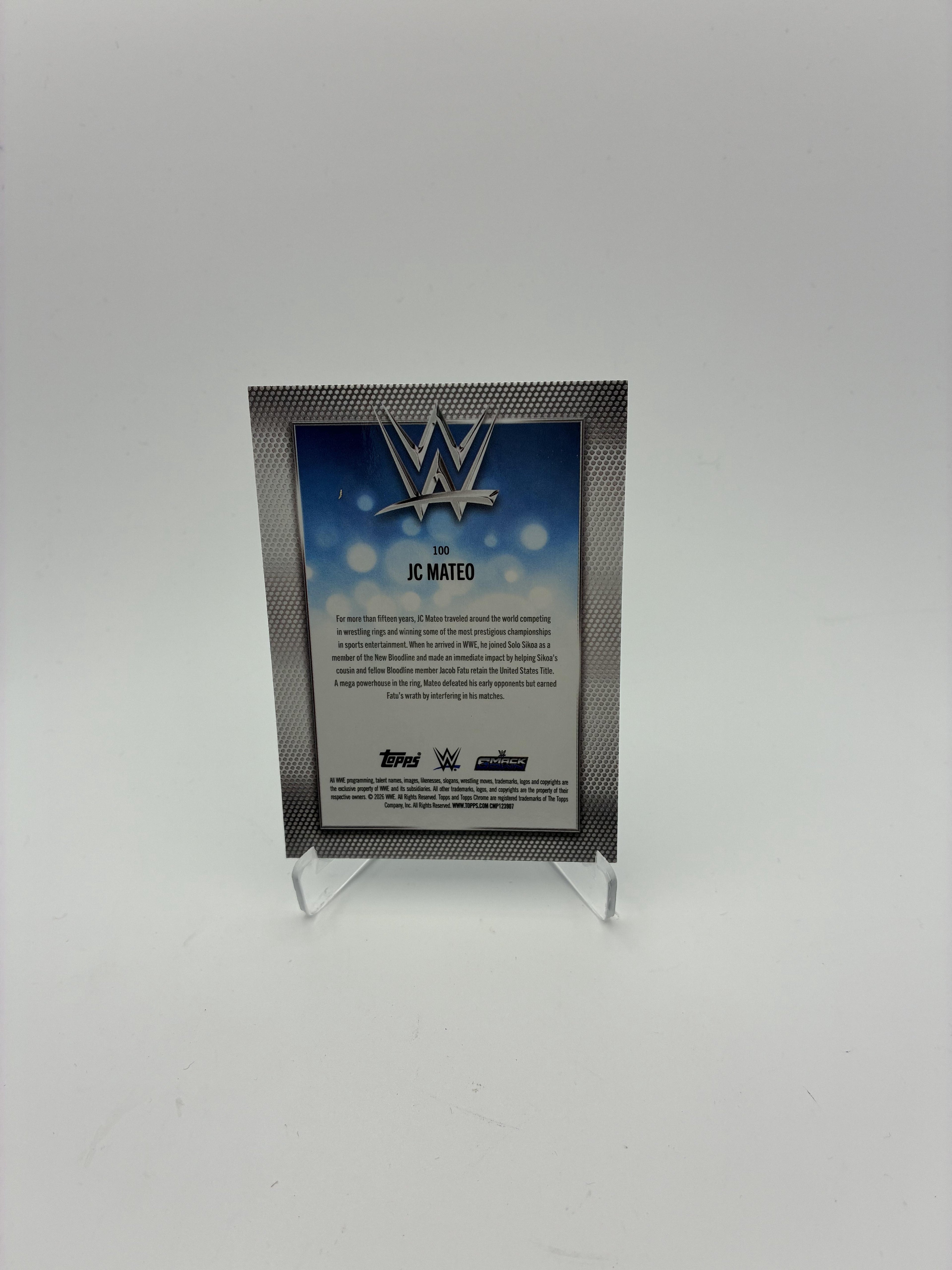 2026 Topps Chrome WWE #100 JC Mateo Blue Geometric Refractor #/150