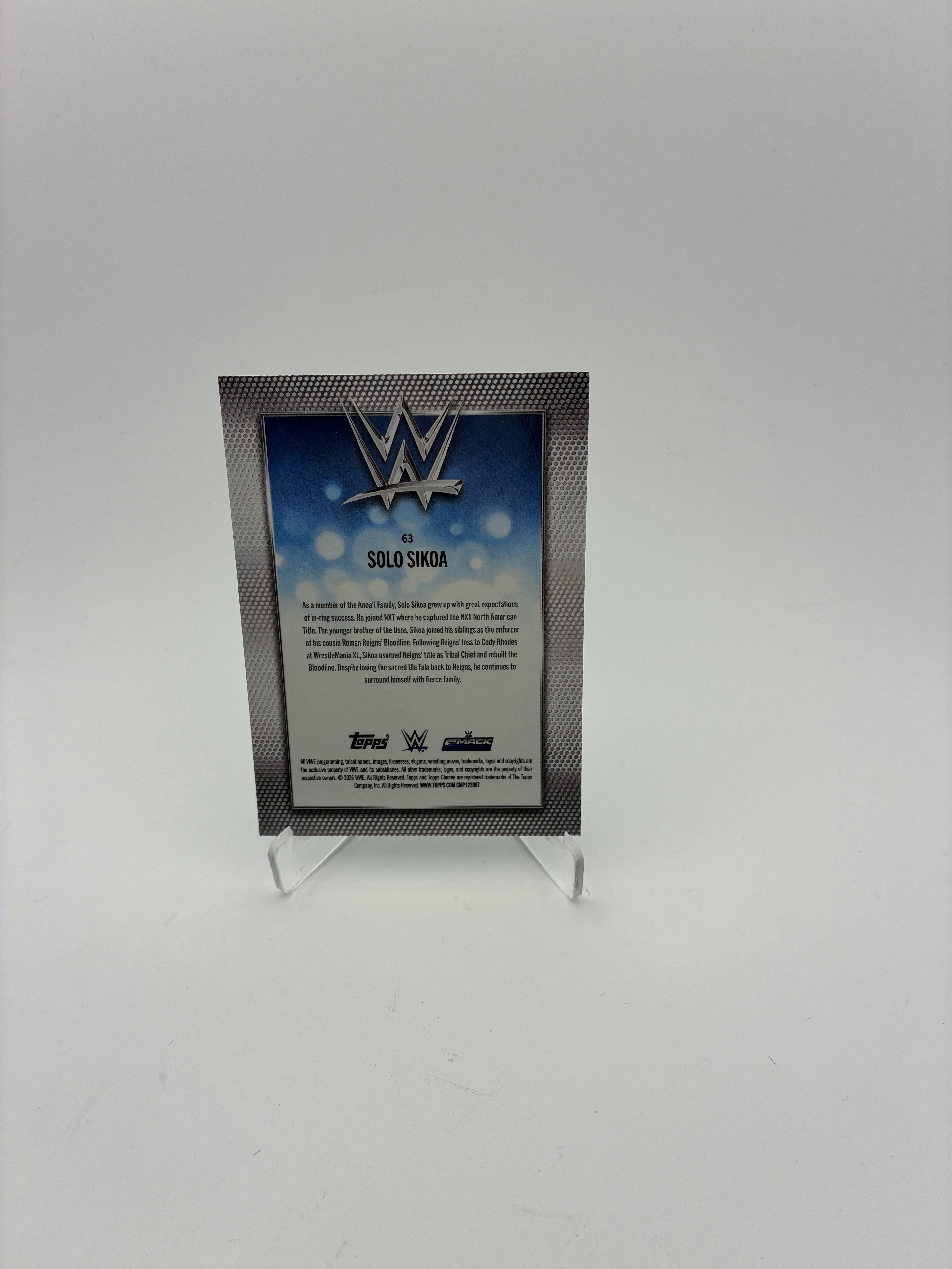 2026 Topps Chrome WWE #63 Solo Sikoa Aqua Refractor #/199