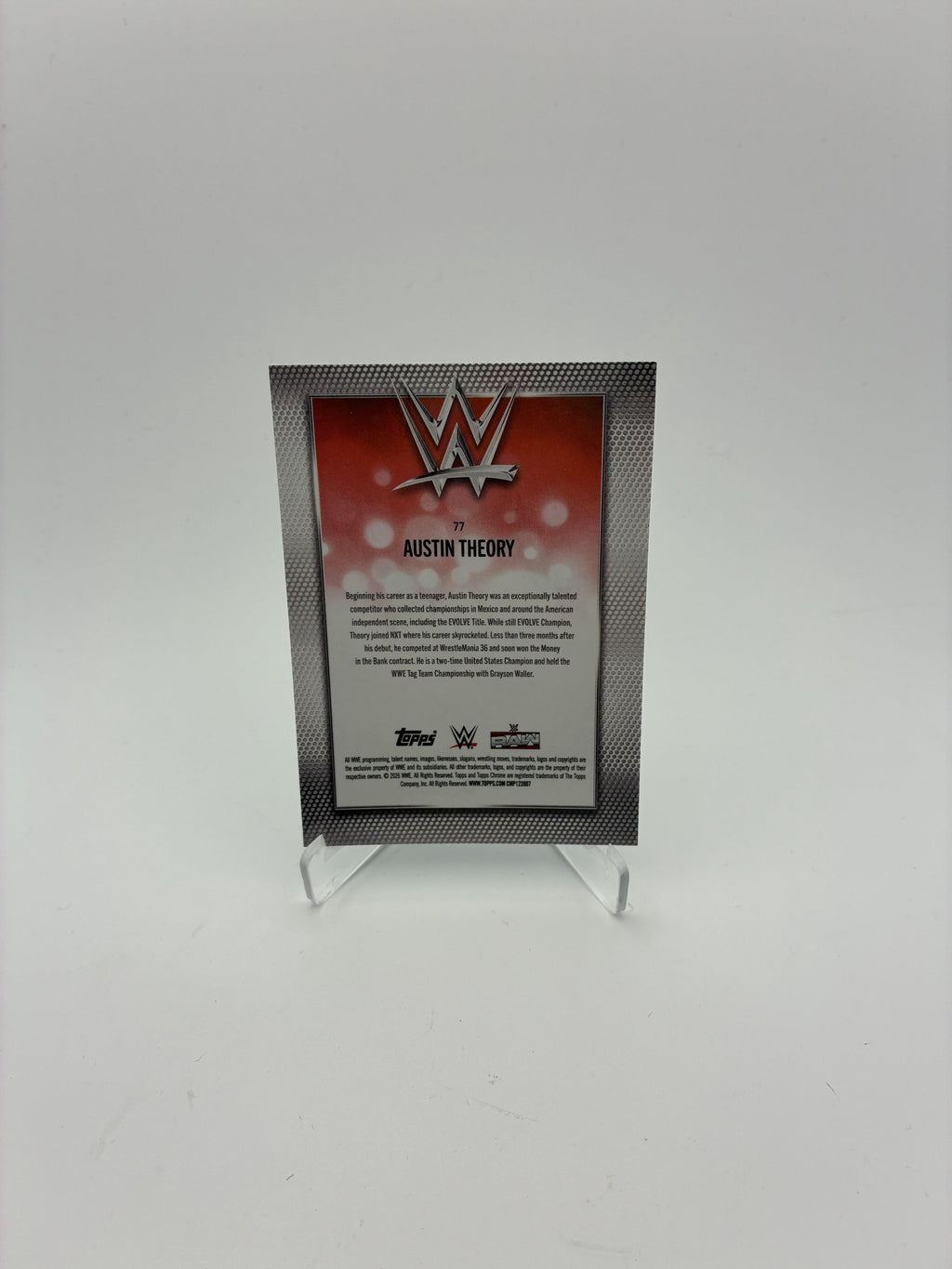2026 Topps Chrome WWE #77 Austin Theory Aqua Refractor #/199